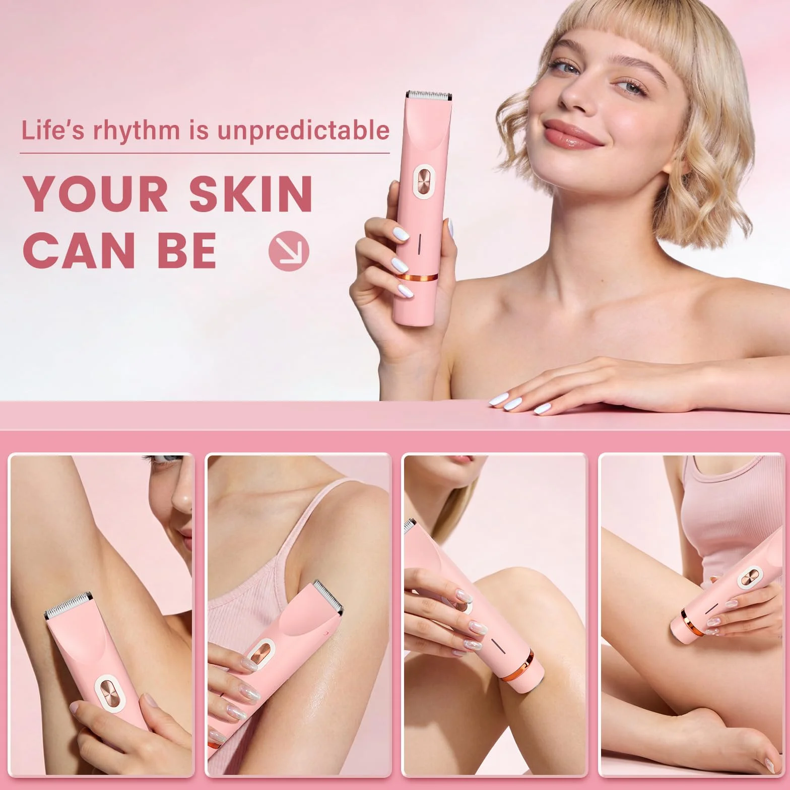 Rasoio da donna, 2 in 1, a doppia testa, con ricarica USB-C, rasoio elettrico da donna, per viso, gambe e braccia, bikini trimmer con testa di taglio impermeabile, facile da pulire