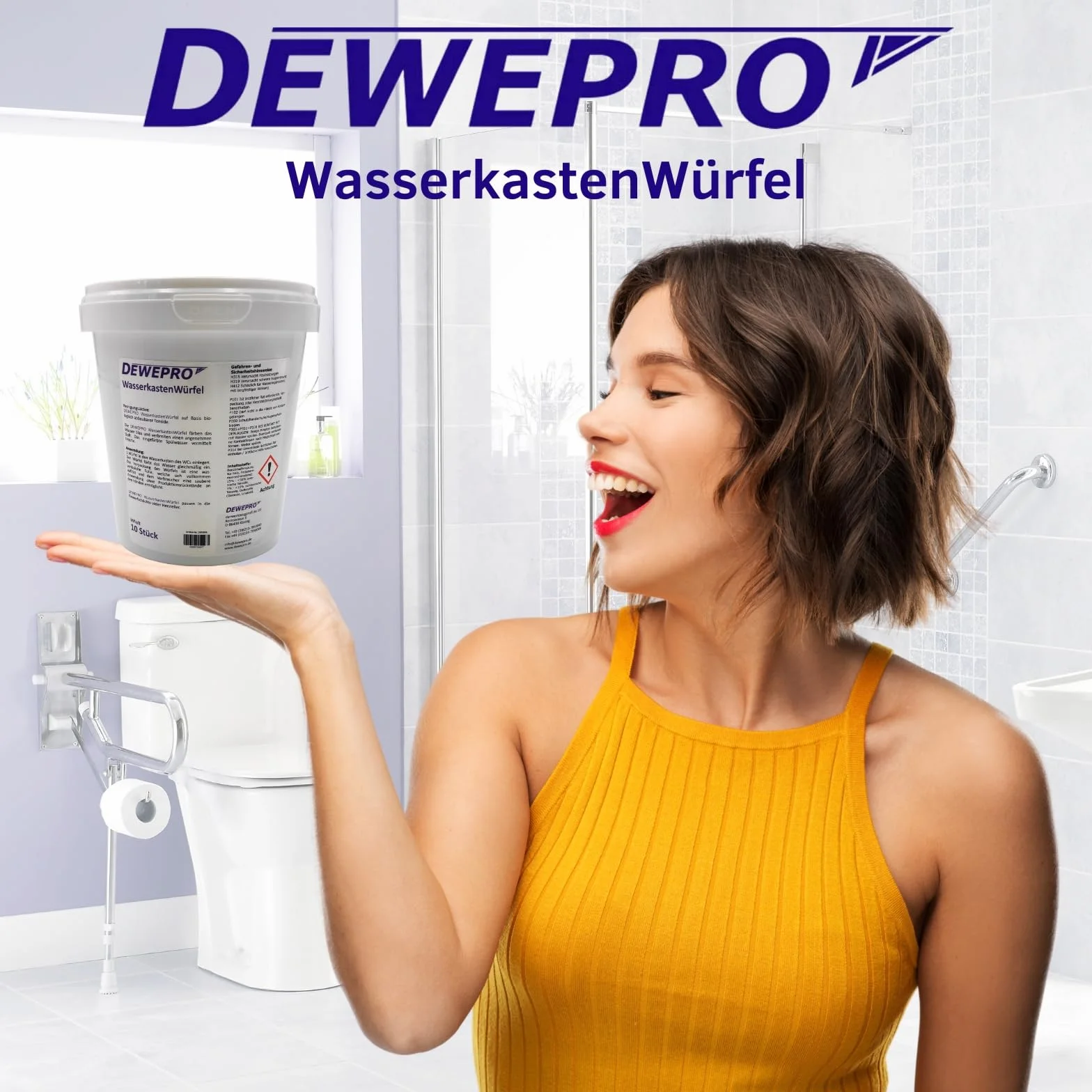 DEWEPRO - Set di 2 barattoli di pastiglie detergenti da 10 cubetti per WC da inserire nella cassetta dell’acqua di scarico per la freschezza del bagno