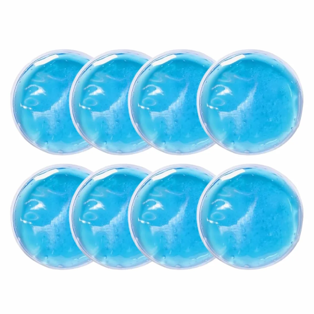 8 Ghiaccio Gel Riutilizzabile, Gel Ice Packs Rotondi 7cm, per Impacchi Freddo Caldo, Compatibili con Maschere Occhi, per Fisioterapia, Mal di Testa e Lenimento Dolori
