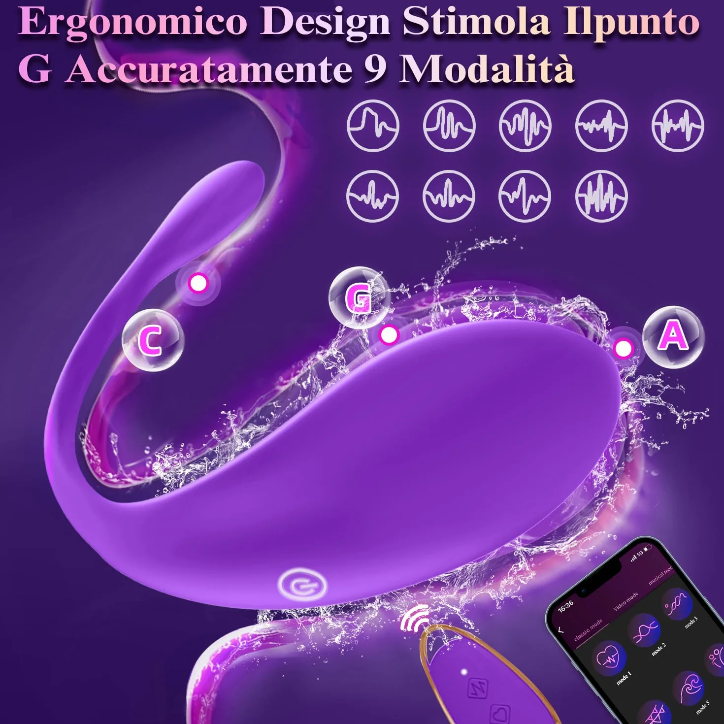 Vibratoreper Donna Professionale Ovetto Vibrante Donna Telecomando con App 9 Modalità Sexytoysys Coppia Vibratore per Vibratore Clitoride Wireless Sex Toys toys Sessuali per Sex Toy (Viola)