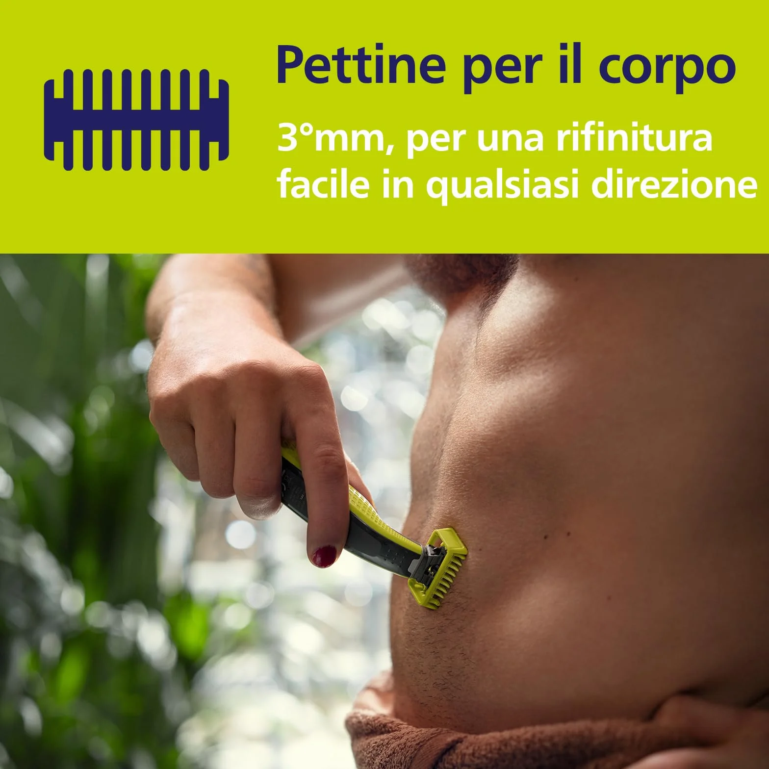Philips OneBlade QP620/50 Rasoio Face & Body, Kit Corpo con 2 Lame, 1 Pettine Corpo, 1 Guaina Protettiva