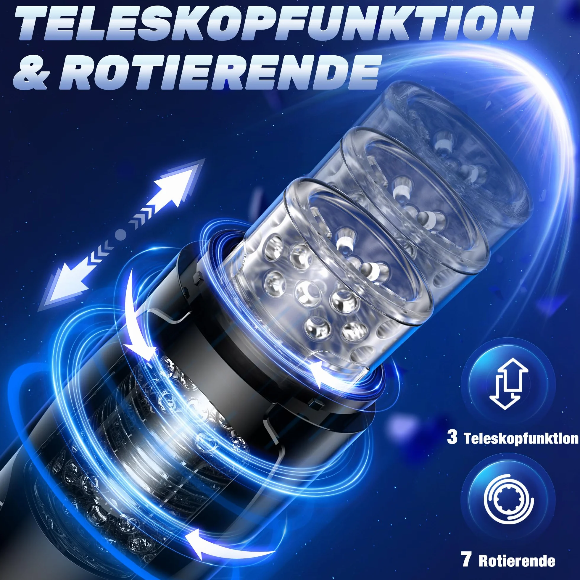 Masturbtore per Uomini Mano Libera Controllo Manuale dell'App Sex Toys, Masturbatore Uomo con 7 Modalità di Funzione Telescopica e Rotante, Masturbatori a Coppa Manuali