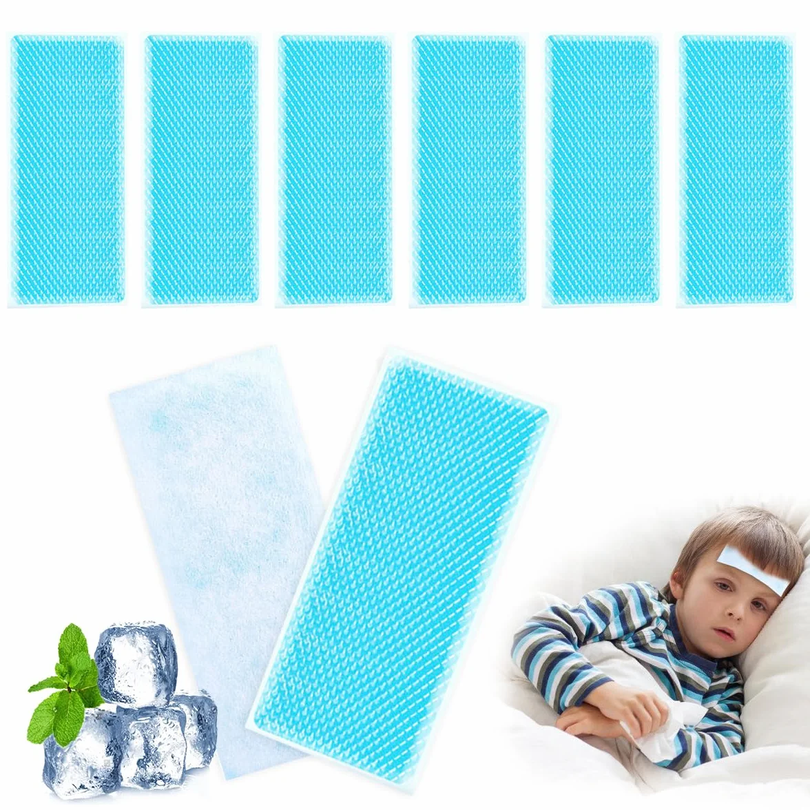 50 Pezzi Raffreddamento Gel Patch, Patch Fronte Di Raffreddamento, Alleviare la Stanchezza, Sollievo Dalla Febbre, Rinfrescare il Caldo Estivo