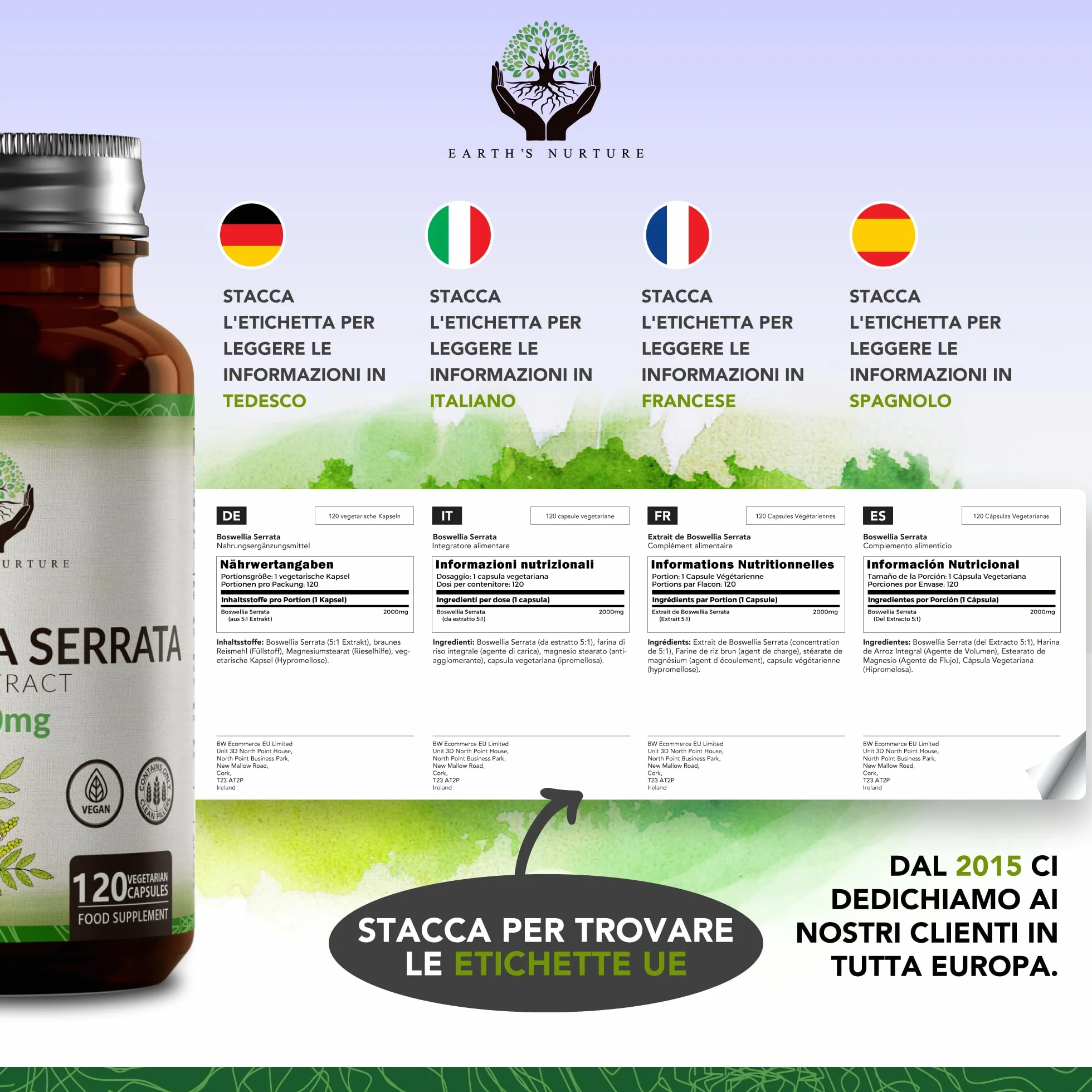 EN Boswellia | 120 Boswellia Serrata - 2000mg Boswelia per Dose | Boswelia Serrata Alto Dosaggio | Non-OGM, Senza Glutine e Allergeni | Prodotto nel Regno Unito