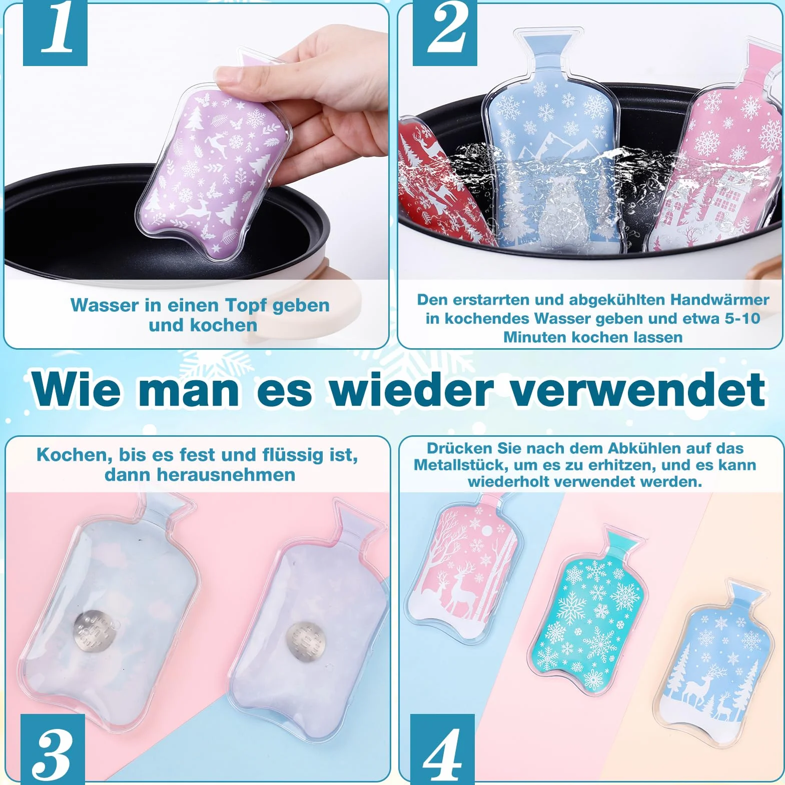 Set di 9 scaldamani riutilizzabili, immediatamente attivato, di lunga durata, scaldamani, piccoli cuscinetti termici per viaggi, ufficio, casa, scuola