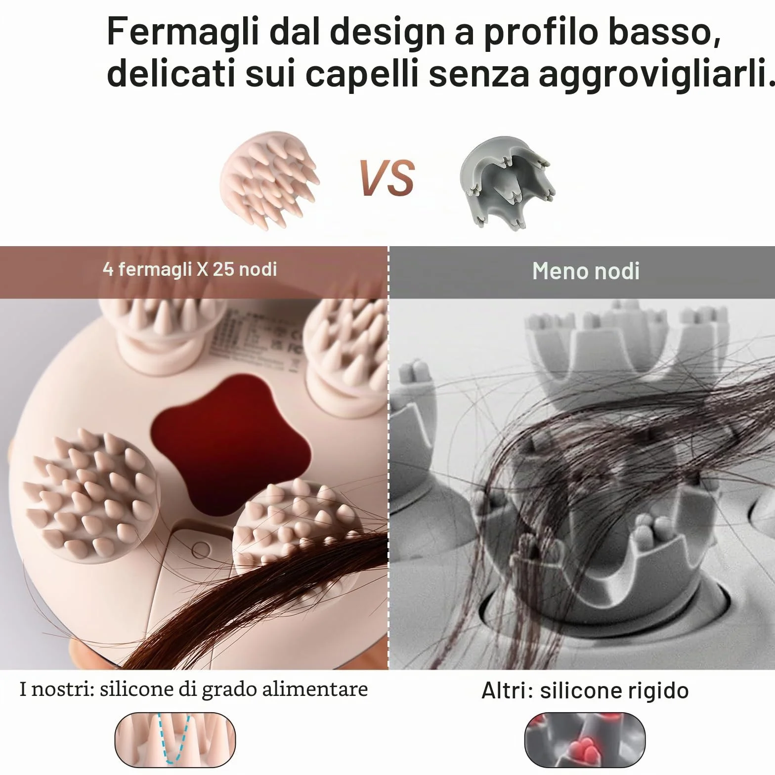 arboleaf Massaggiatore Cuoio Capelluto e Corpo Elettrico Massaggiatore Testa Ricaricabile Impermeabile IPX7 con 8 Teste di Massaggio in Silicone Per il Rilassamento del Corpo, Regalo, Rosa