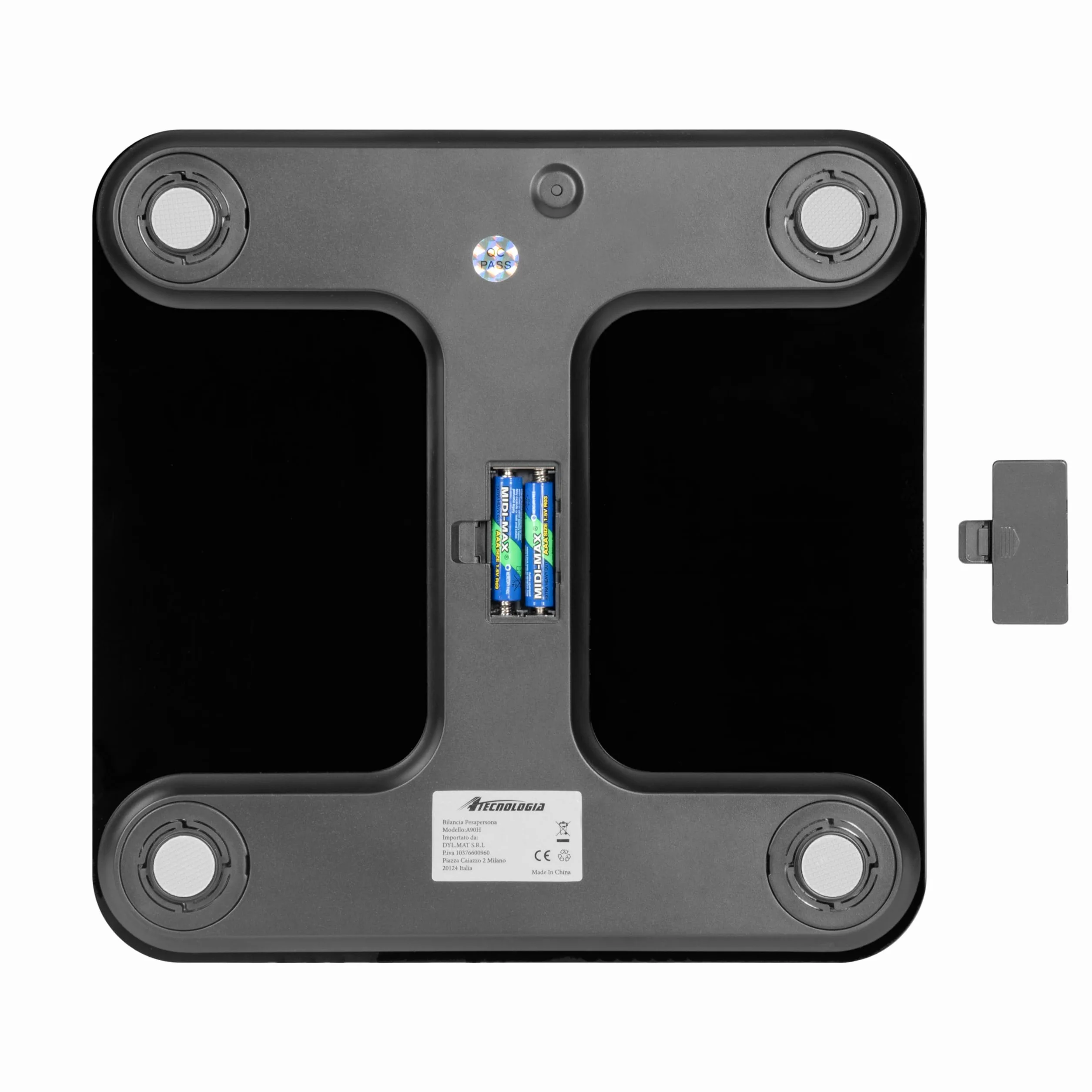 Bilancia Pesapersone Digitale Elettronica da Bagno, Alta Precisione Display a LED Retroilluminato, Step-On, Ultracompatto, Capacità 180kg, Nero