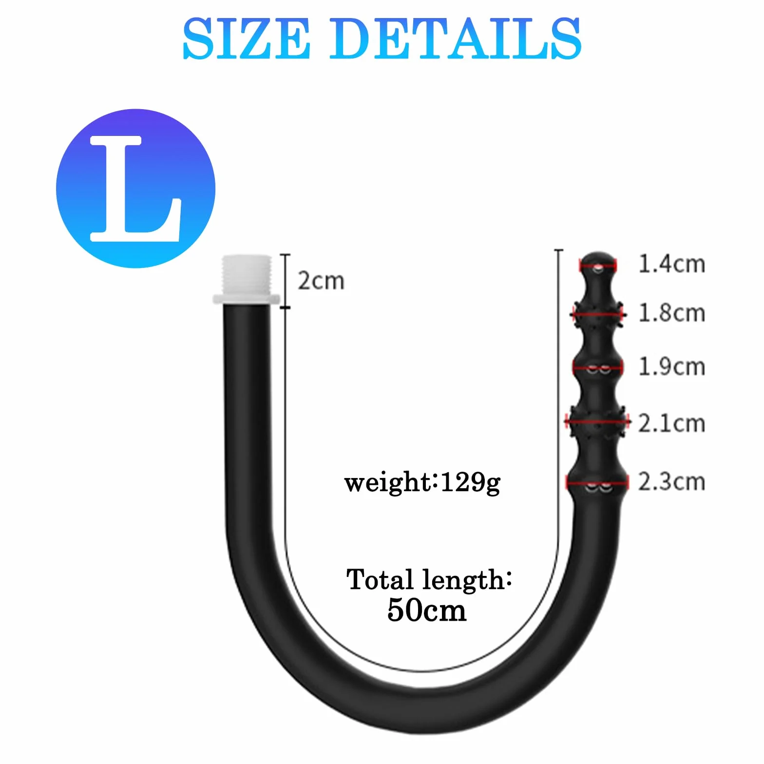 BDSMJOY Doccia clistere anale Cleaner in silicone, Tubo flessibile per clistere con Particelle di massaggio, Plug Anale Butt Plug Sexytoysys Donne Uomo (L)
