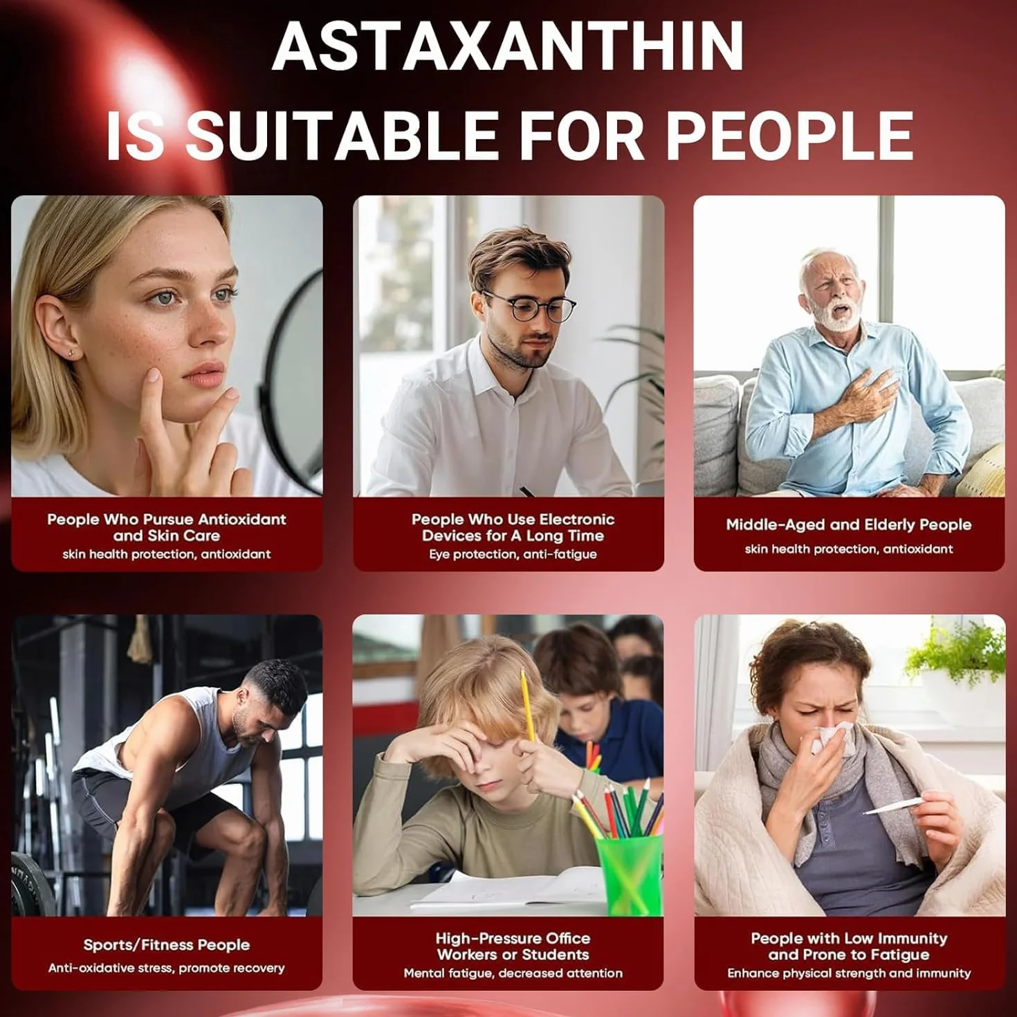 Astaxanthin Softgels 12mg 120 Compresse per Occhi Pelle Articolazioni