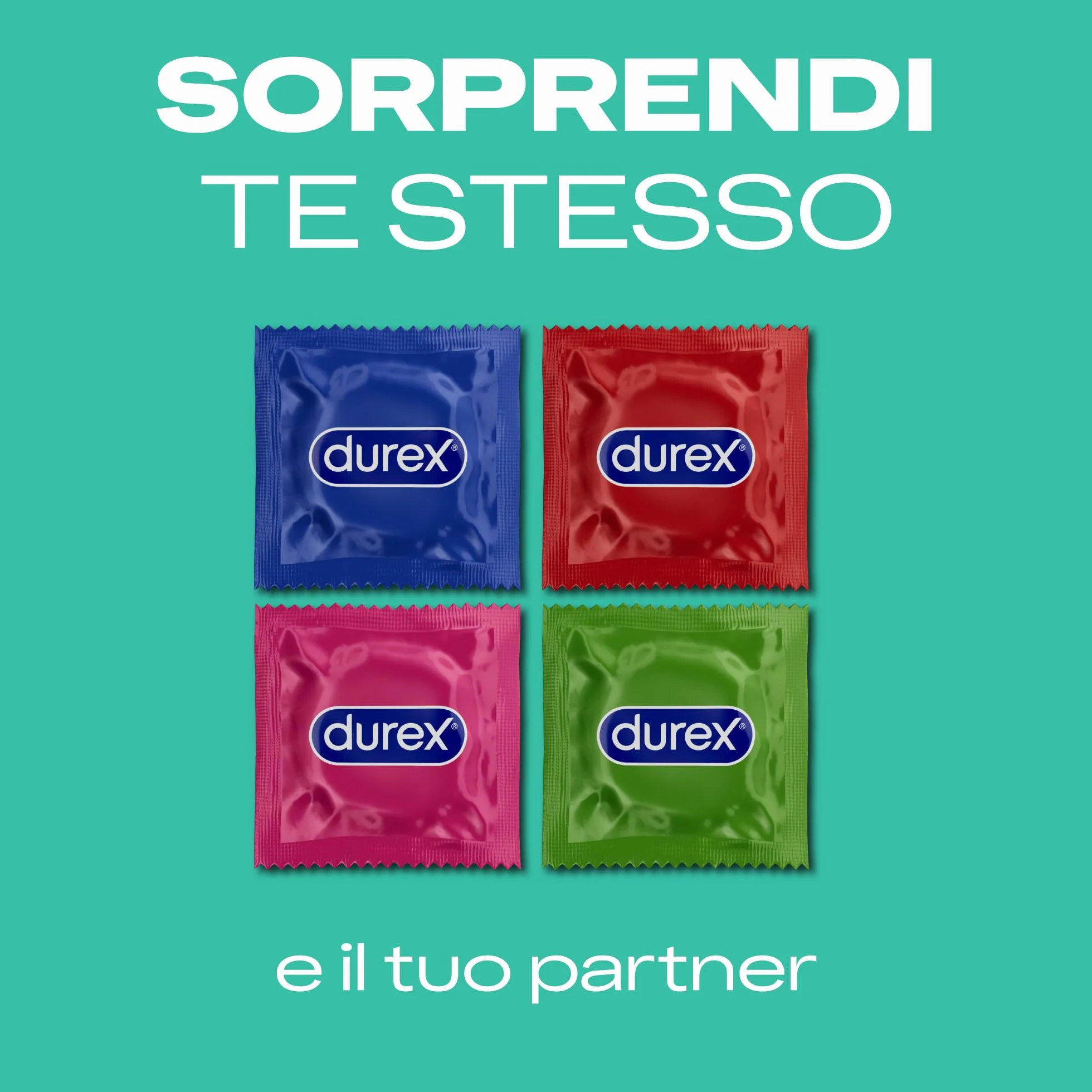 Durex Surprise Mix, Preservativi Assortiti, Profilattici Sottili e con Rilievi e Nervature, 40 Profilattici, Solo Online