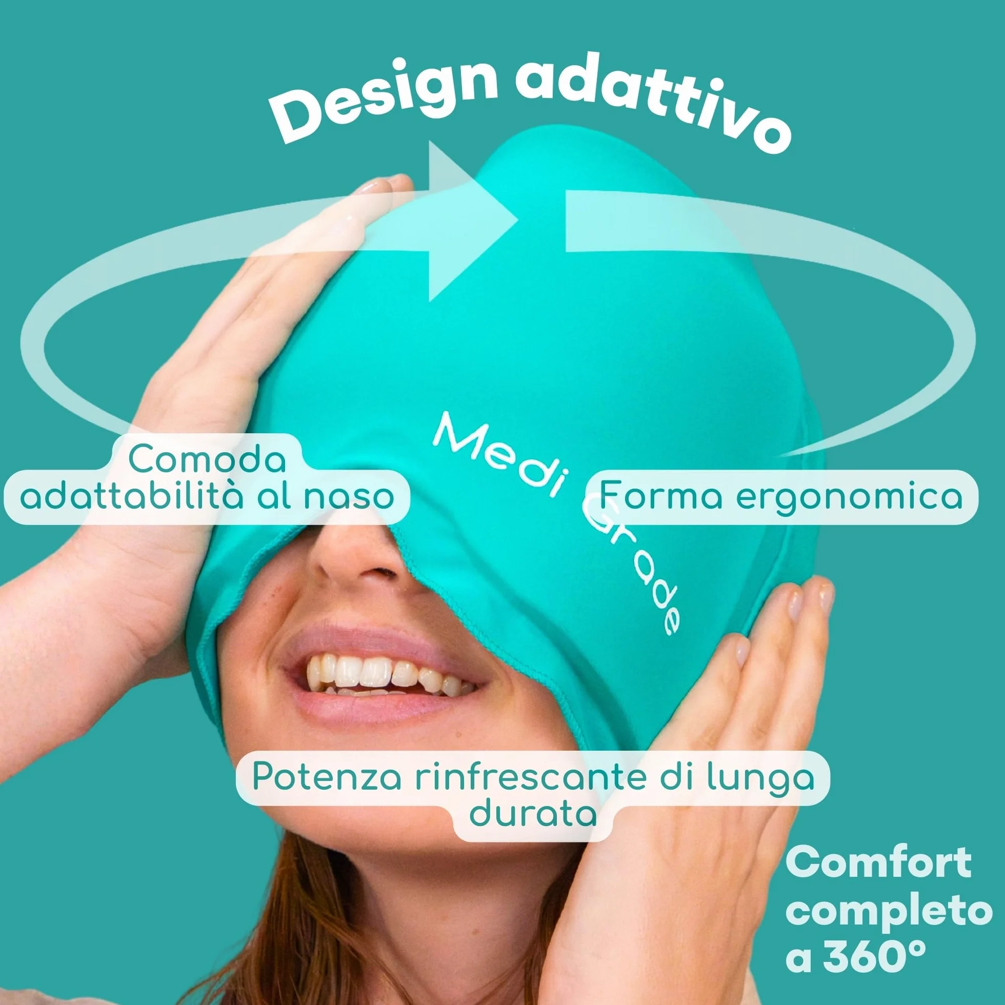 Medi Grade Cuffia in Gel per Emicrania Cappello Rinfrescante Terapia del Freddo Maschera Mal di Testa