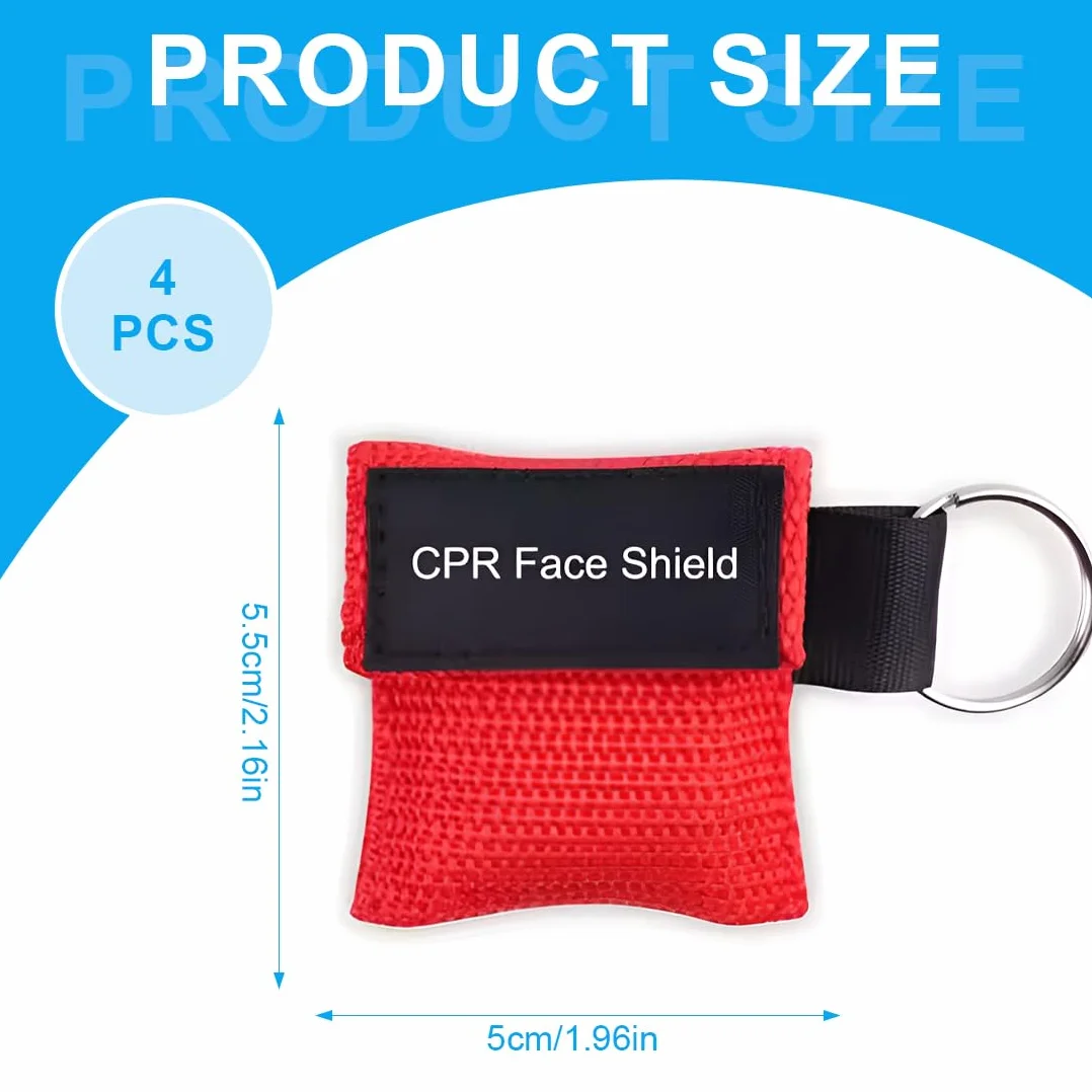 Pocket Mask Primo Soccorso con Barriera di Respirazione a Valvola a Senso Unico, 4 Pezzi