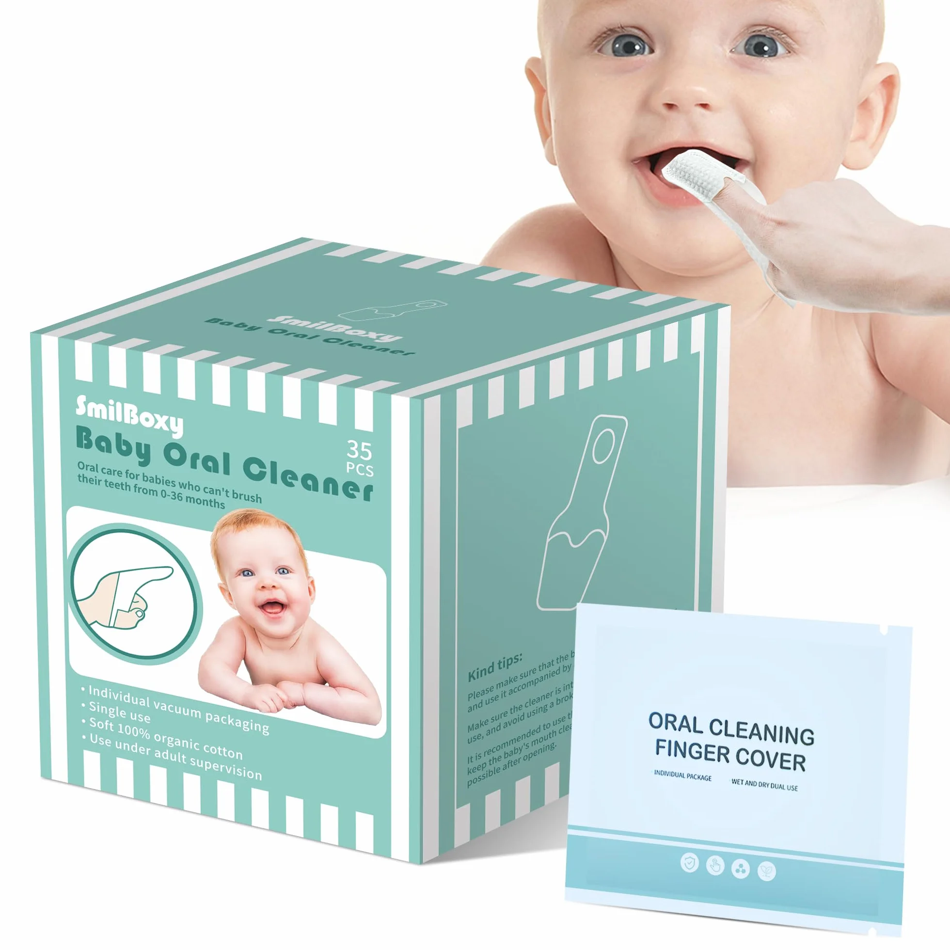 35PCS Polsino per dita baby oral cleaner, Spazzolino neonato spazzola i Denti con le dita per 0-36 mesi toddler cura della bocca del bambino