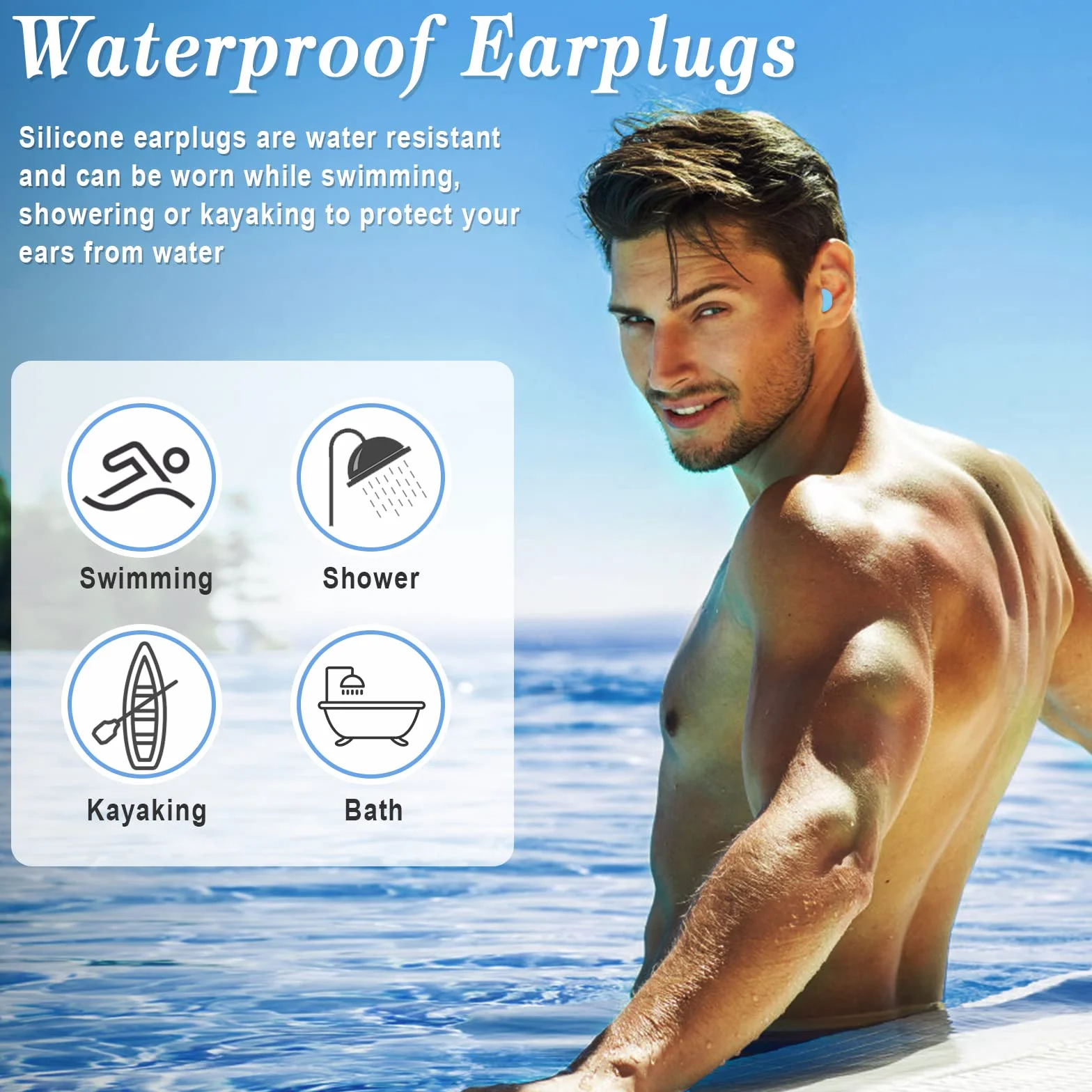 12 Paia Tappi Orecchio Silicone Riutilizzabili tappo per Dormire e Nuoto orecchia Antirumore Morbida Modellabili per Bambini e Adulti (Blu)