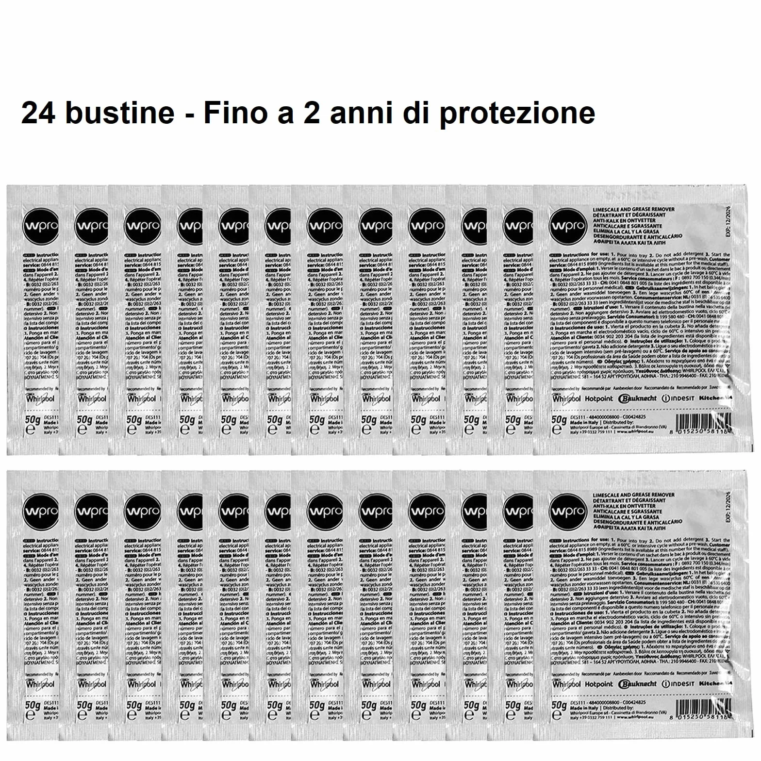Easyricambi Decalcificante & Sgrassante Bustine 24 pezzi Anticalcare Elettrodomestici Lavatrici Lavastoviglie