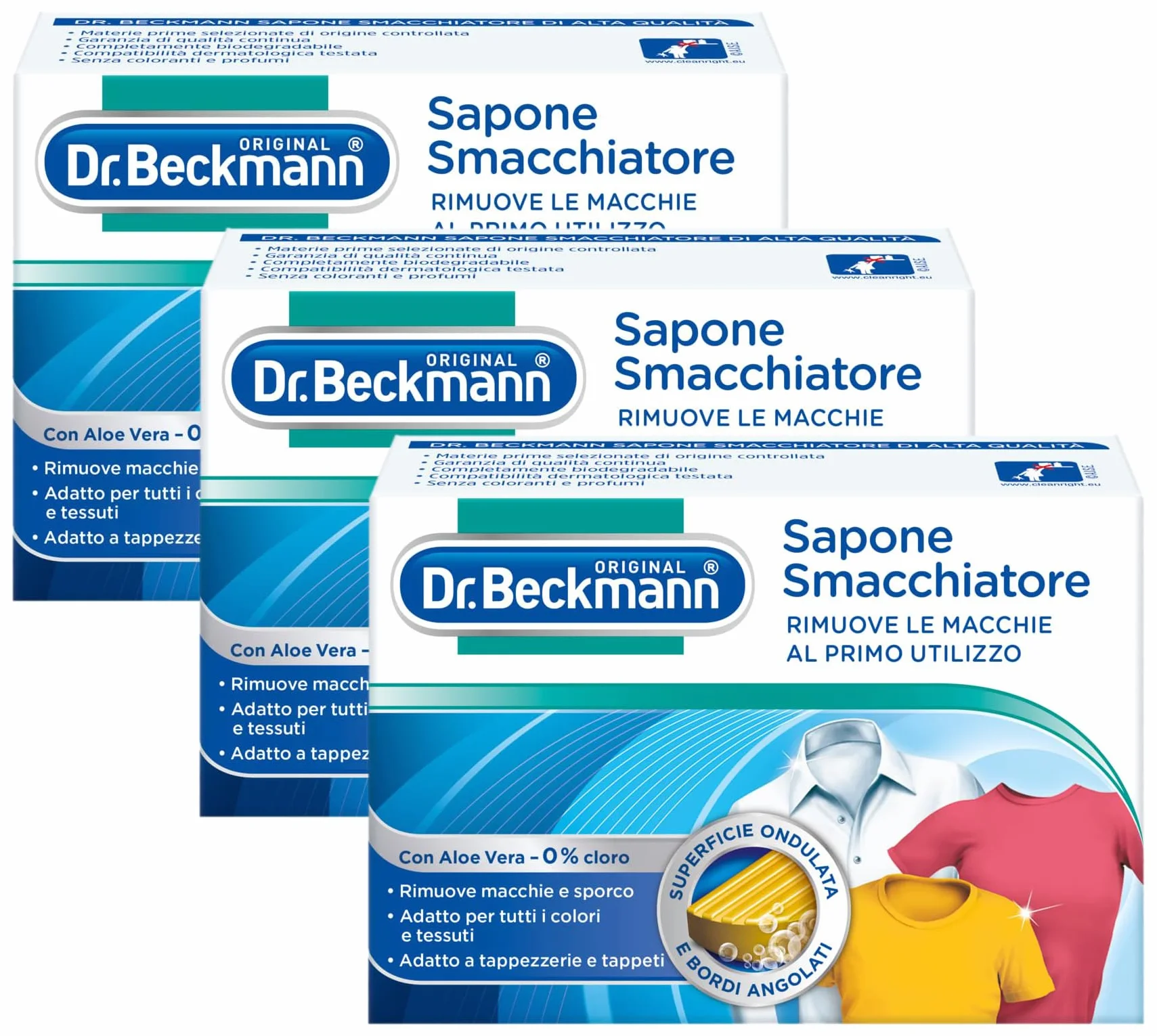 Dr. Beckmann Sapone Smacchiatore | Lo smacchiatore naturale di comprovata efficacia | Anche per tappezzeria e tappeti | Non contiene profumi né coloranti o sbiancanti | 100 g (Confezione da 3)