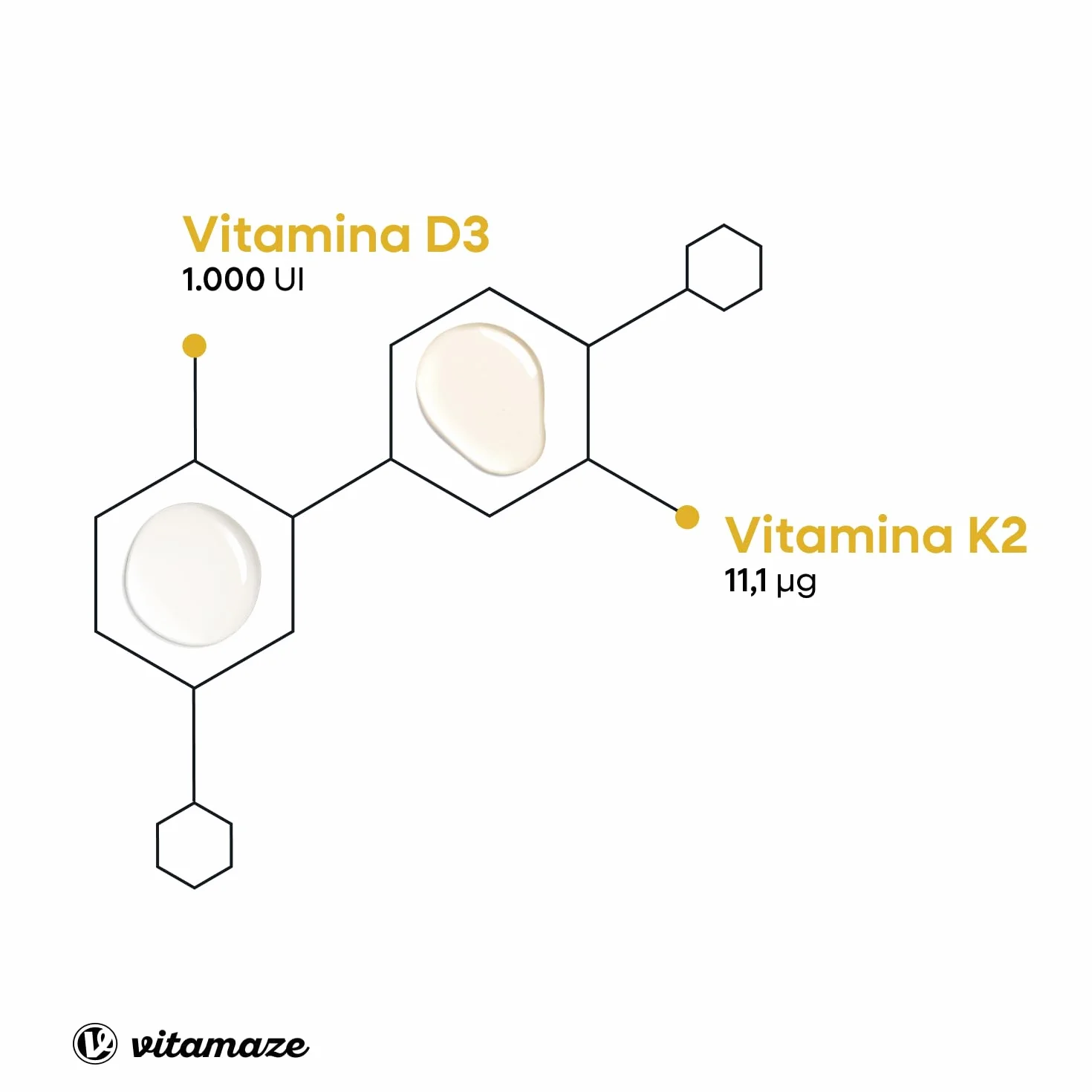 Vitamina D3 + K2 Gocce, 1000 UI ad Alta Dose, Vegetariano & Liquido (99,7+% All-Trans MK-7), 50 ml (1700 Gocce), Elevata Biodisponibilità, Nessun Additivo Inutile, Vitamaze