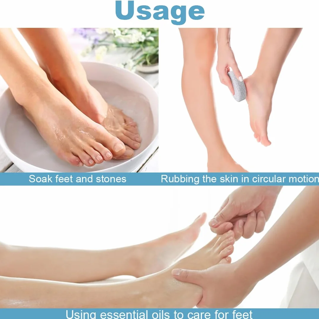 Pietra Pomice Naturale per Piedi 4 PC, Lava Pedicure Tools Rimozione Callo Pelle Dura, Esfoliazione Piede