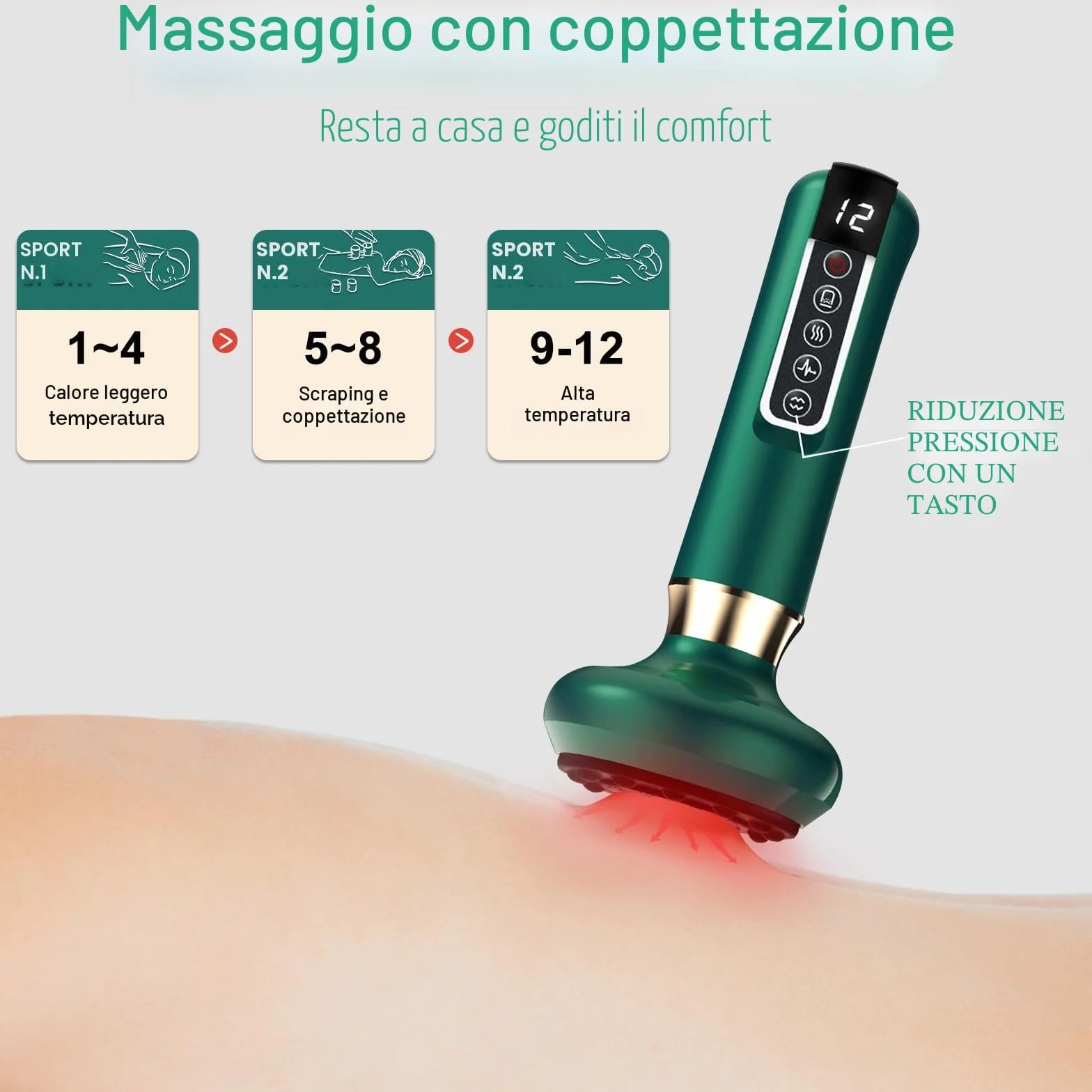 Dispositivo di Massaggio Elettrico a Bolle, Massaggiatore Anticellulite per Gambe/Addome/Mani, Dispositivo Anticellulite, Fotocamera di Drenaggio Linfatico con 12 Programmi e 4 Modalità
