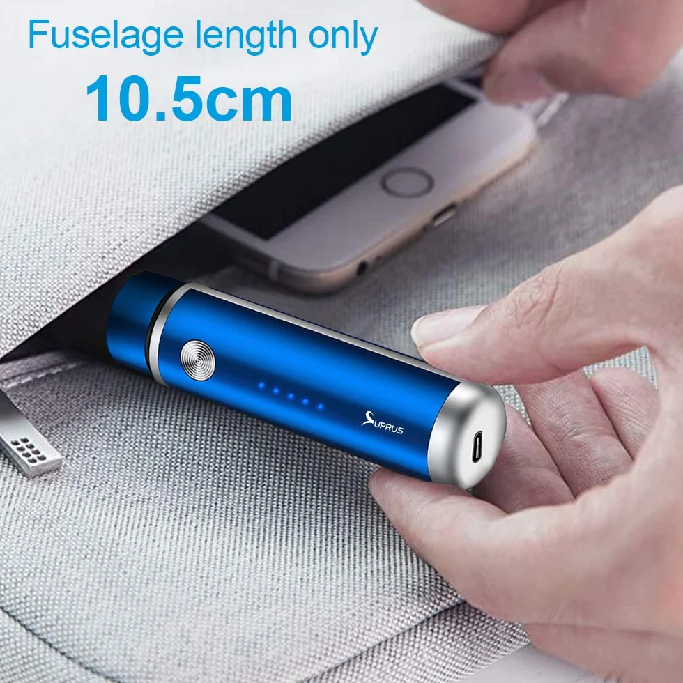SUPRUS Rasoio elettrico da donna, ricaricabile tramite USB, per viso, barba, baffi, braccia, gambe, ascelle, bikini, indicatore LED della batteria, senza fili (blu)