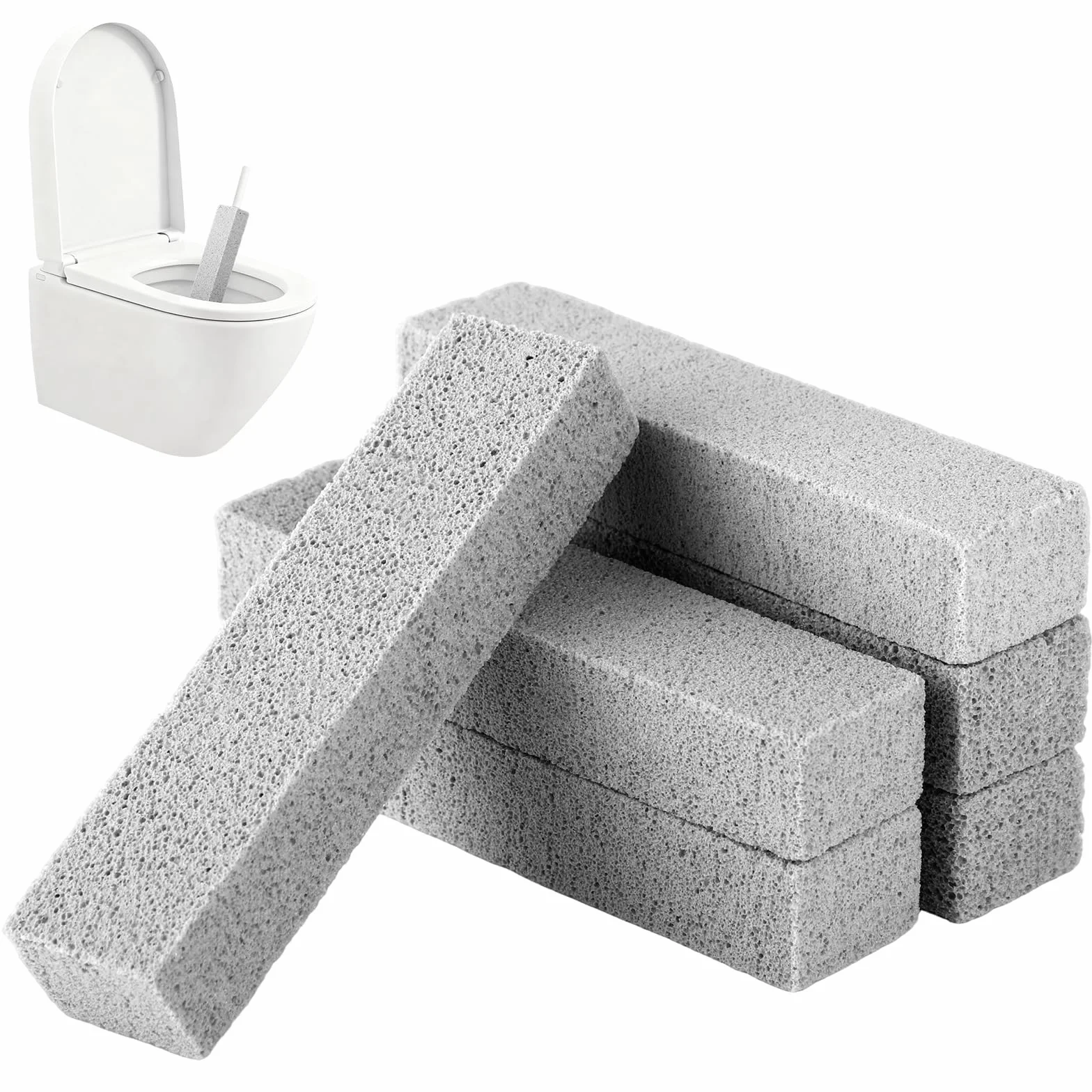 Pomice Extra Forte 6 Pezzi – Blocco Pulente WC Ceramica Bianca, Strumento Pulizia Bagno e Grill