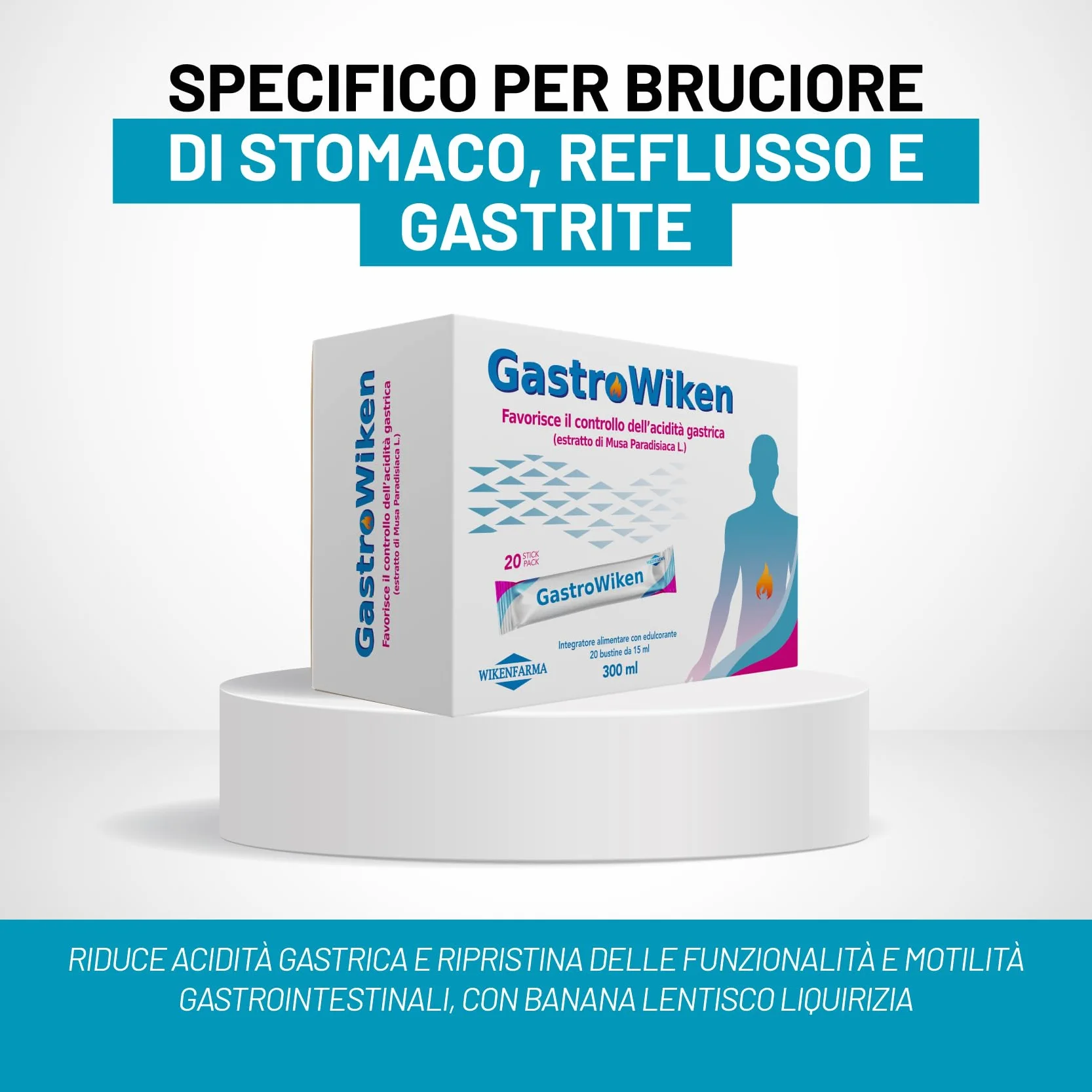 GASTROWIKEN 20 BUSTINE Specifico per bruciore di stomaco, reflusso e gastrite