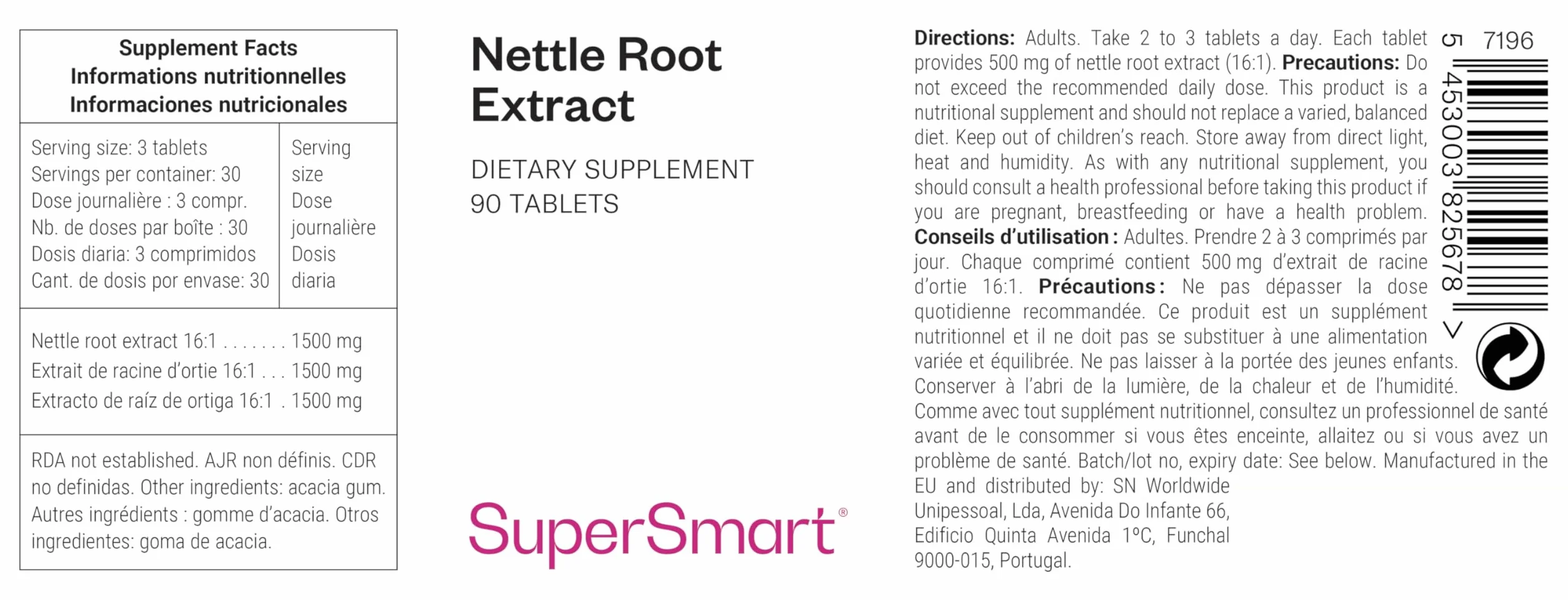 Supersmart Nettle Root Extract - Natural Prostate Health Supplement