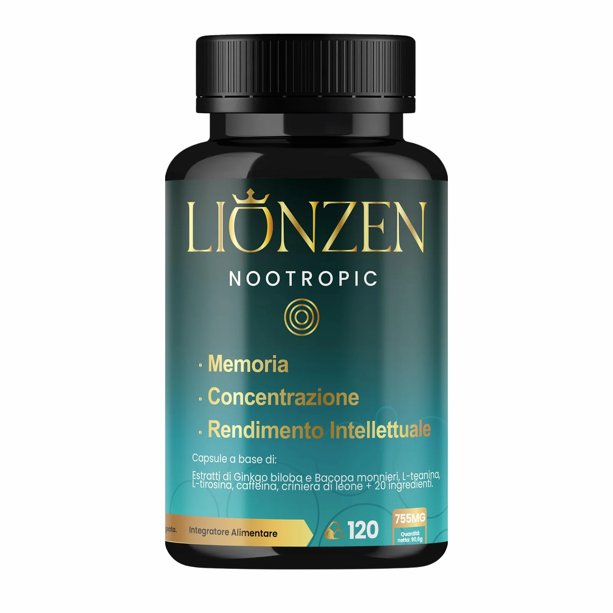 Nootropico concentrato Memoria e Concentrazione 23 ingredienti naturali Bacopa Ginkgo Biloba Caffeina Vitamine Magnesio