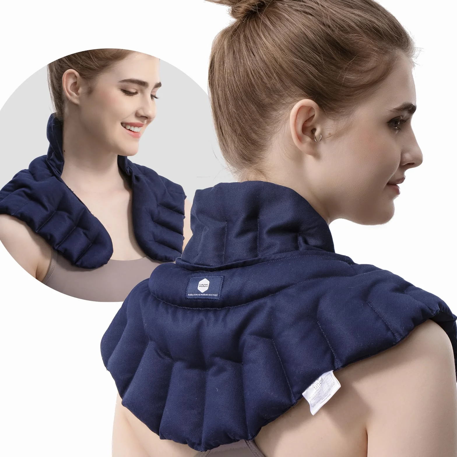 uncn Cuscino termico con noccioli di ciliegia, forno a microonde, collo, spalla, blu scuro, cuscino termico per pancia e schiena, cuscino con profumo