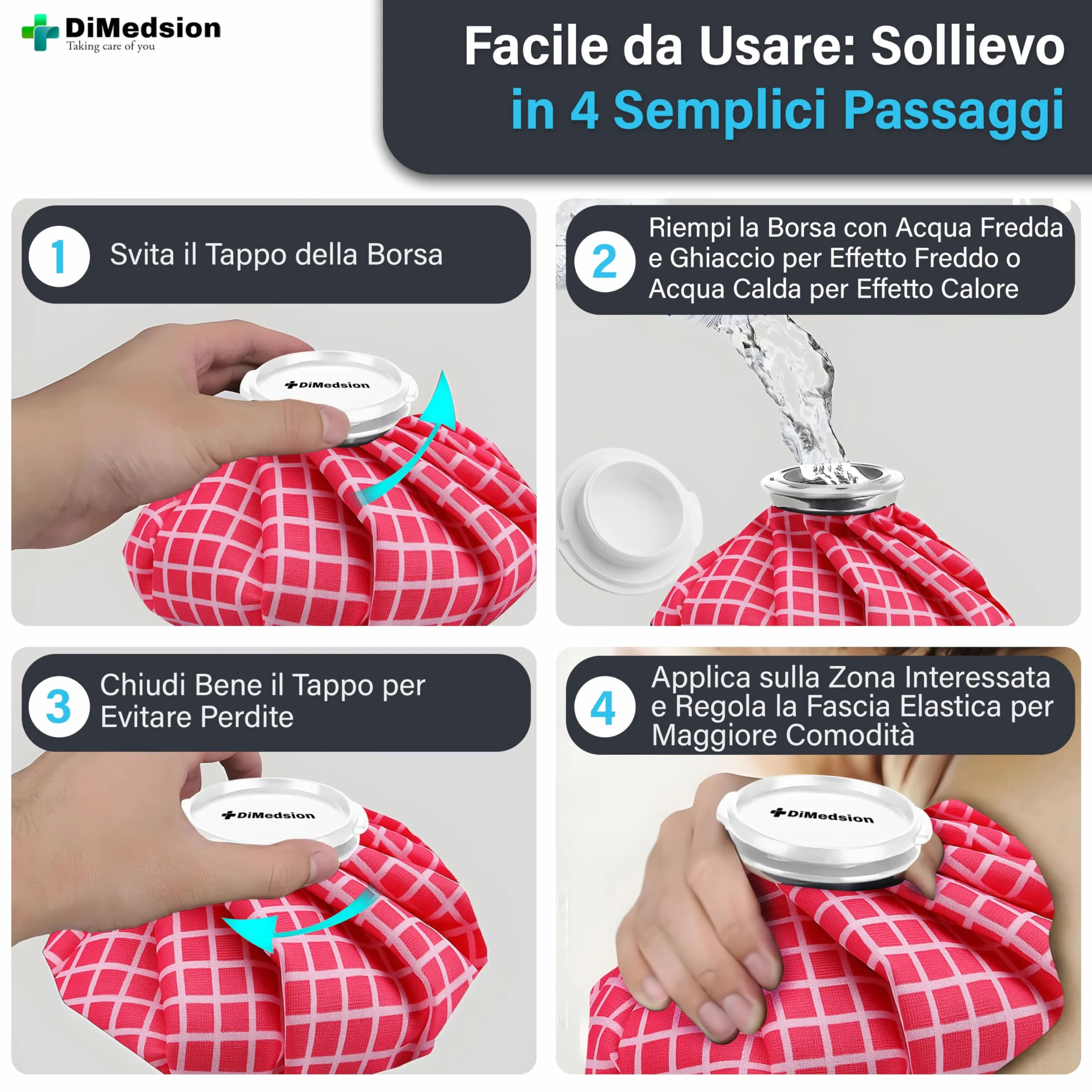 Borsa Ghiaccio Per Ginocchio Con Cinturino, Borsa Del Ghiaccio Nera, Sacca Ghiaccio Per Infortunio, Borsa Di Ghiaccio (Rosa)
