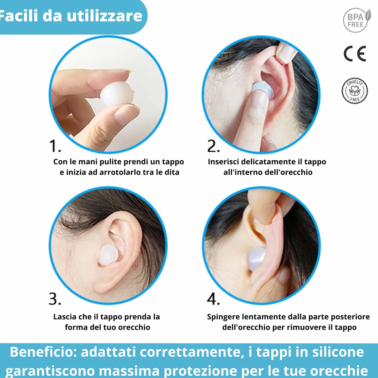 [6 Paia] Tappi Orecchie Per Dormire Universali Massima Qualità, Igiene, Riduzione Rumore Forti, Bloccano Russare, Isolanti, Insonorizzanti, Bambini, Antirumore, Adattabili DPI Professionali