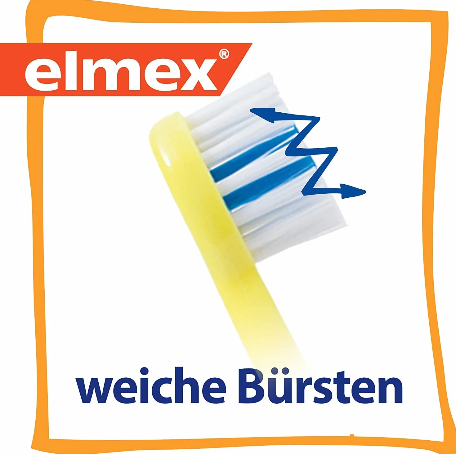 elmex Spazzolino da denti da 0 a 2 anni, 1 pezzo, adatto all'età, con setole morbide e impugnatura ergonomica, abitua i bambini a lavarsi i denti in modo giocoso