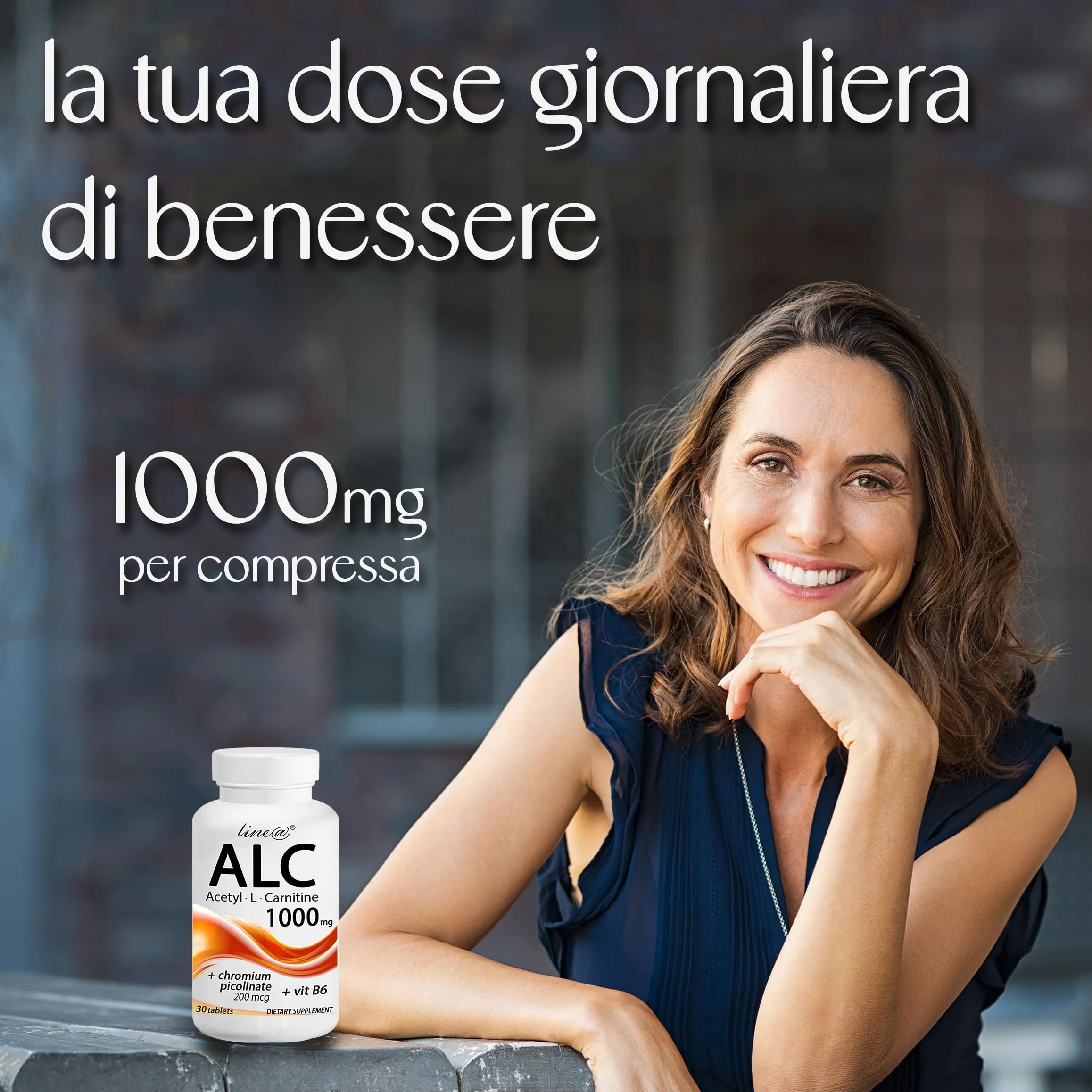 Acetil-L-Carnitina + VITAMINA B6 + CROMO Line@diet | 30 compresse per 1 mese | 1000 mg