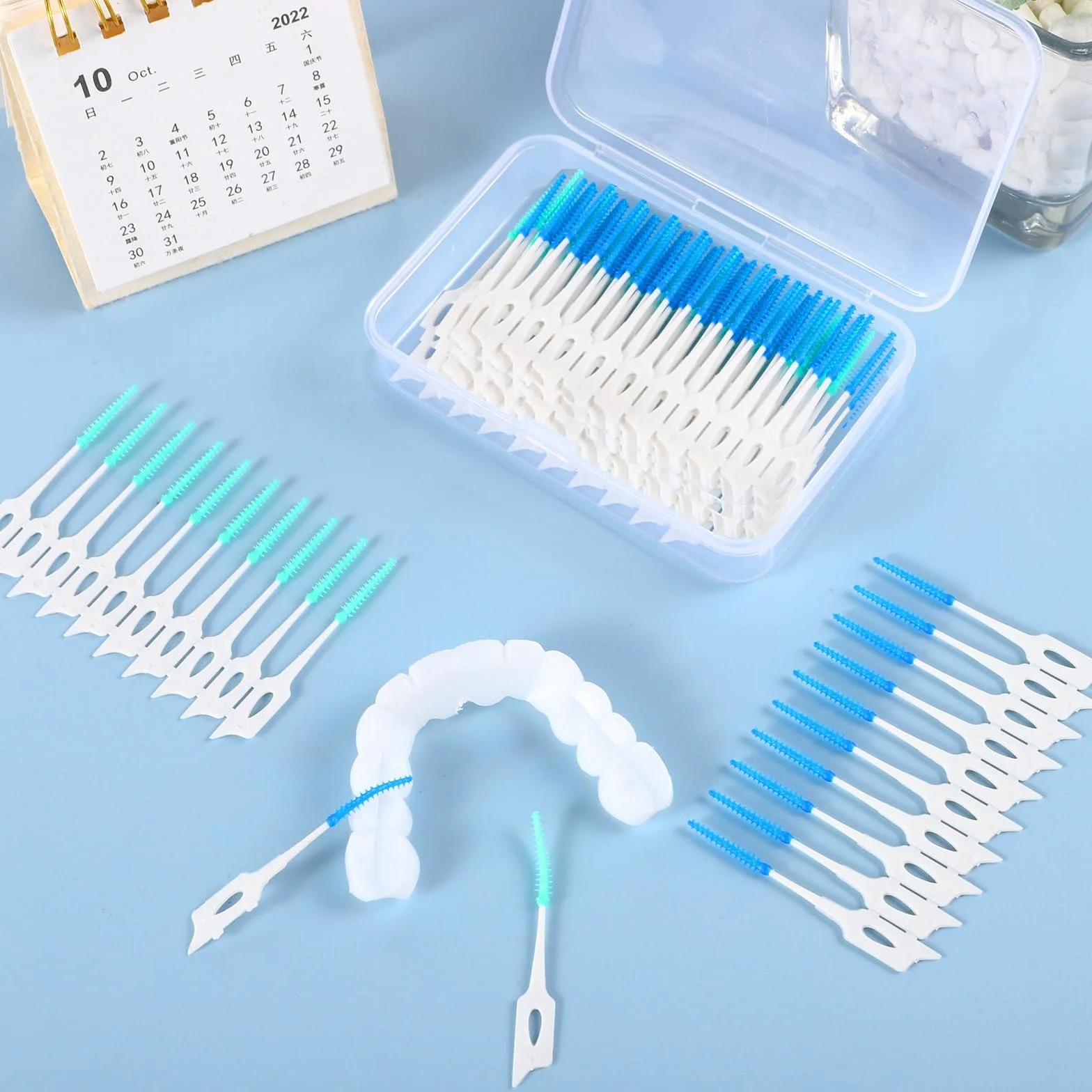 Scovolini dentali 200 Pezzi Scovolino Interdentale Silicone con Scatola Igiene Dentale