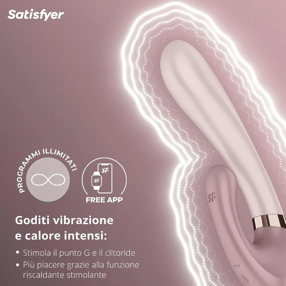 Satisfyer Heat Wave Connect App Dildo Vibrator | Vibratore coniglietto Bluetooth per Donne | Con Funzione Calore e Controllo App | Sex Toys Stimolazione Vibrante | Silicone di Grado medico