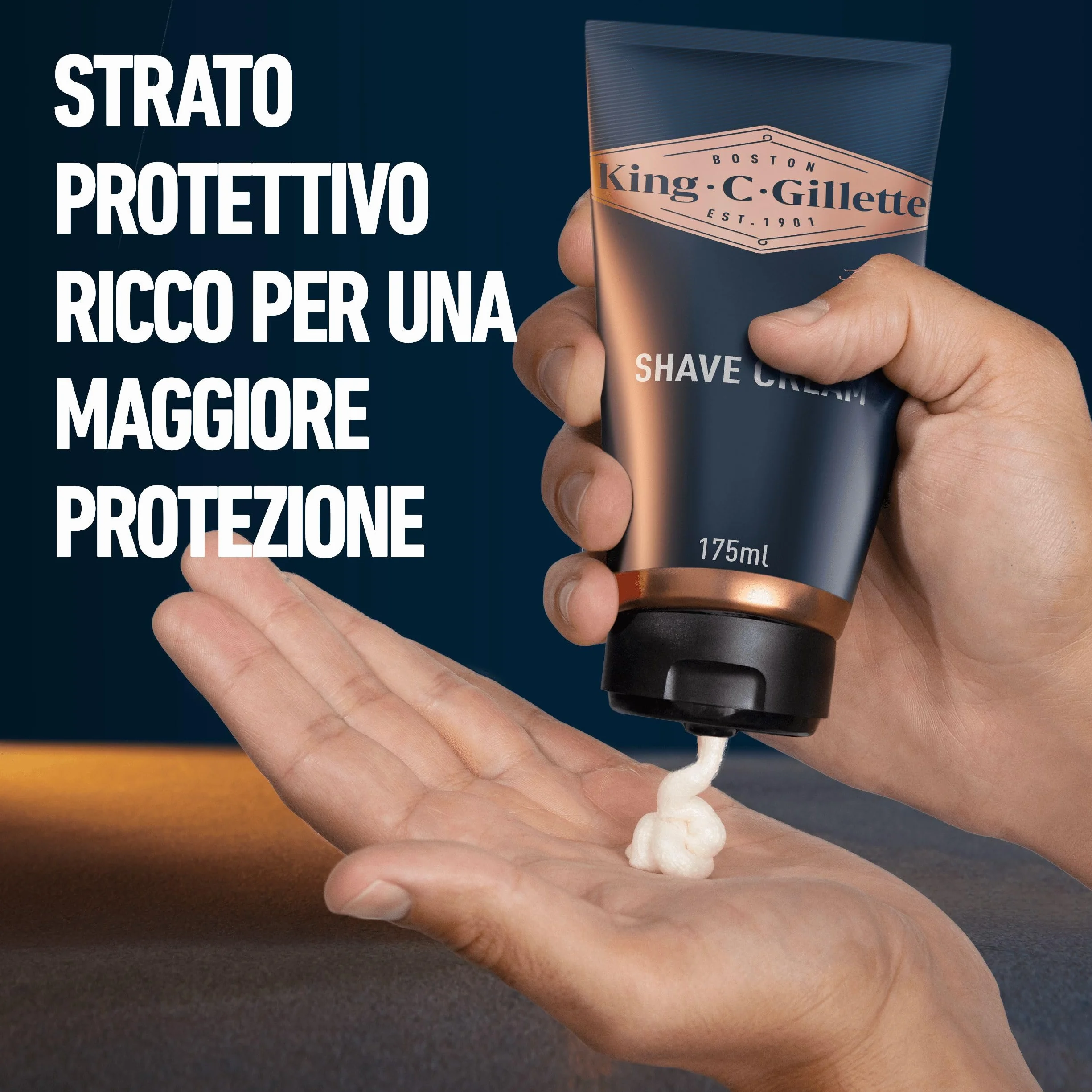 King C. Gillette Crema da Barba Originale 175ml Uomo Idratante Pelli Sensibili