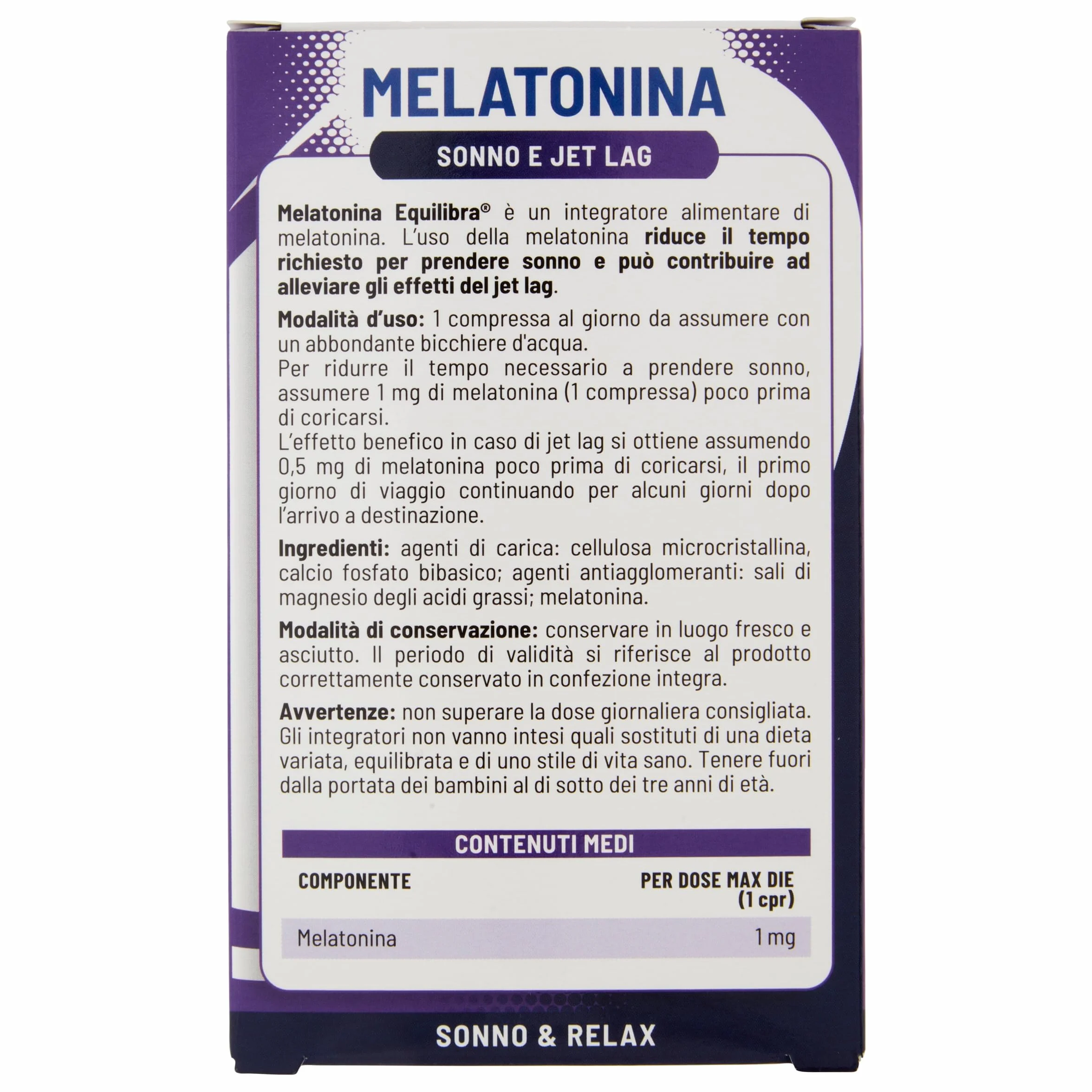 Equilibra Melatonina Integratore Alimentare 75 Compresse per Sonno e Jet Lag