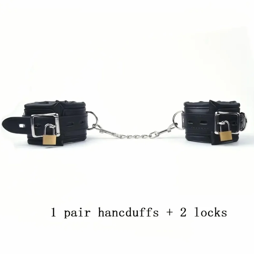 Manette in schiuma di pelle nera 1 pezzo chiusura a catena