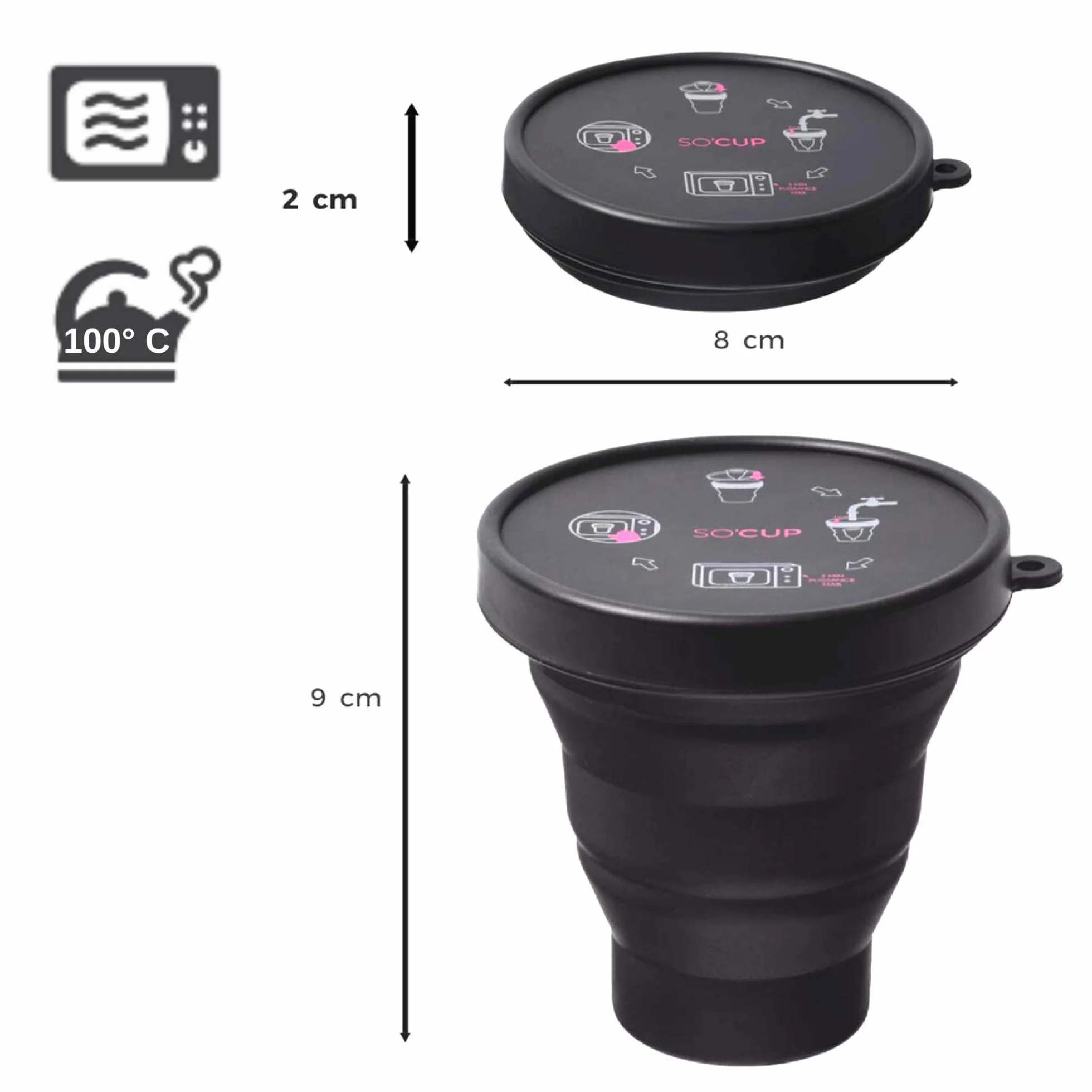 SO CUP Sterilizzatore Pieghevole e Scatola di Immagazzinaggio per tutti i tipi di Coppetta Mestruale, Menstrual Cup - 100% Silicone Medico - Istruzioni per l'Uso Incluse