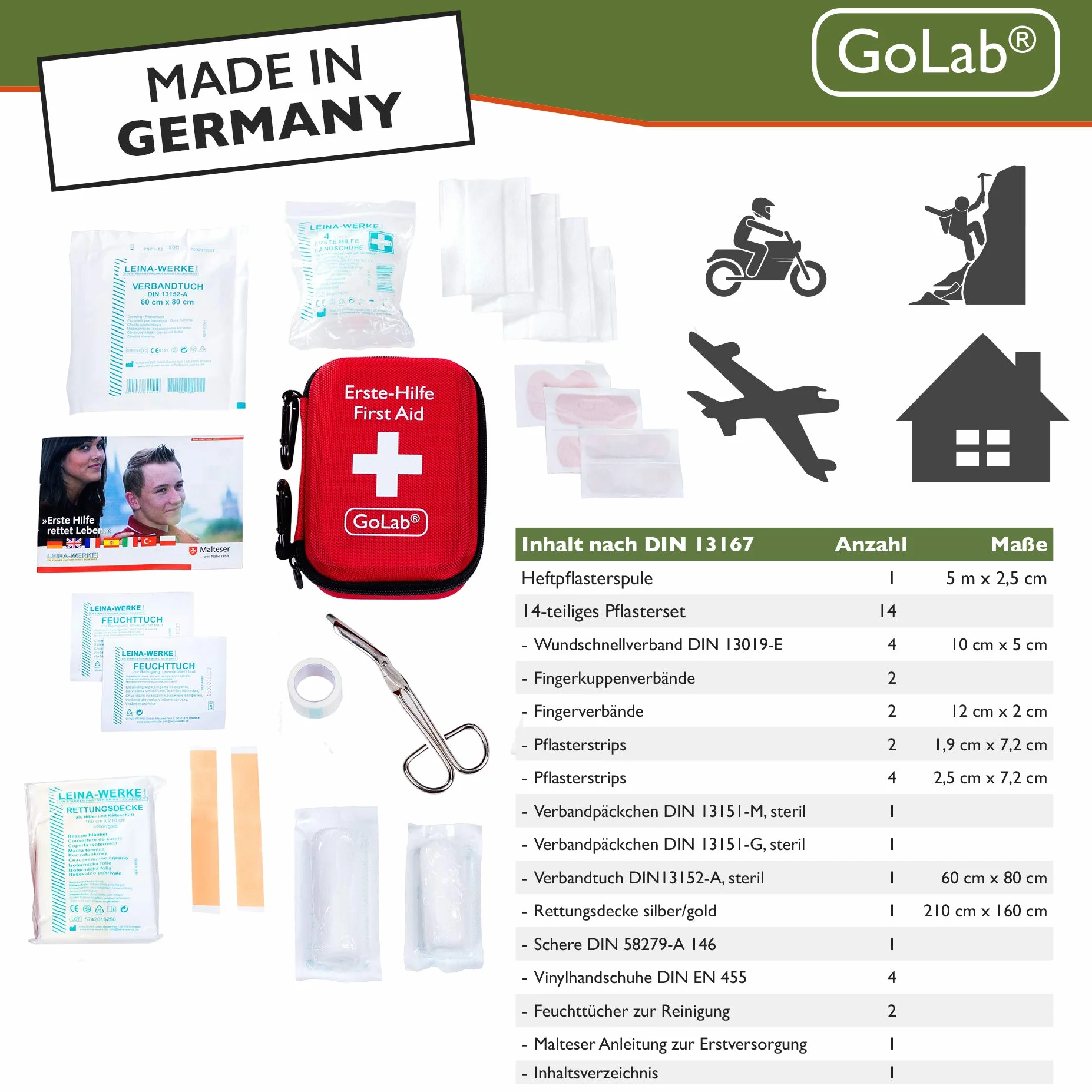 GoLab Kit di pronto soccorso per outdoor sport viaggi