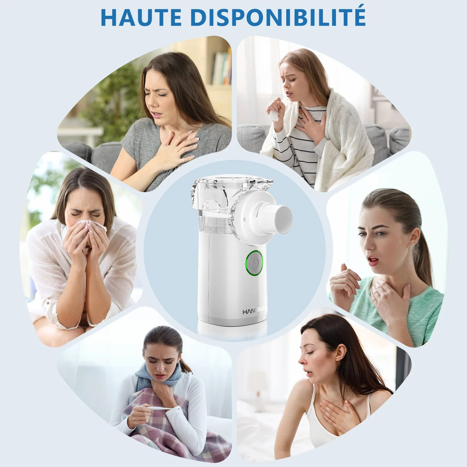 Hangsun Aerosol Portatile Ultrasuoni Silenzioso per Adulti e Bambini Nebula Mesh con Borsa Stoccaggio Batteria USB