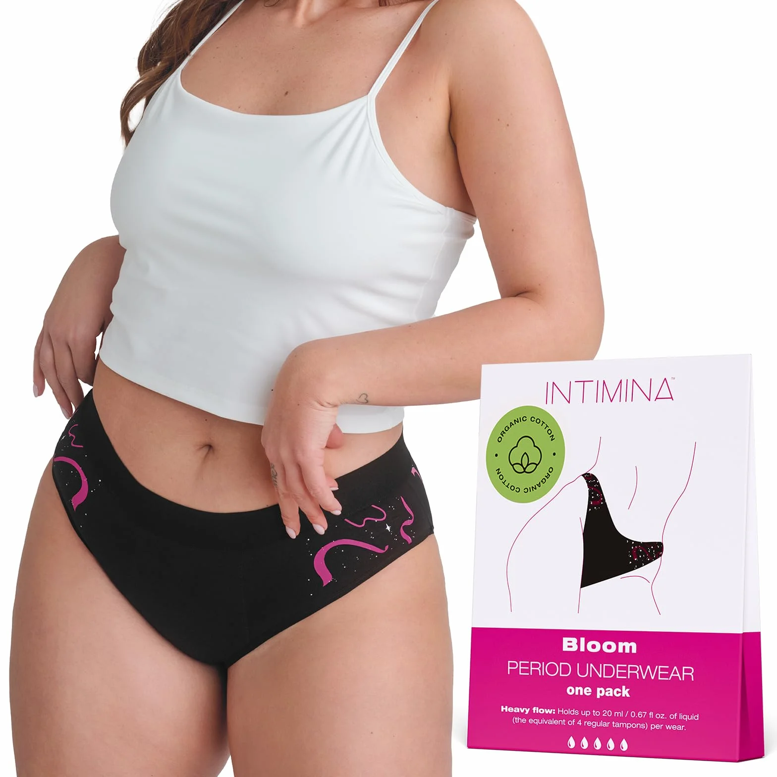 INTIMINA Bloom Majtki menstruacyjne bez przecieków damskie wysokie (1 sztuka)