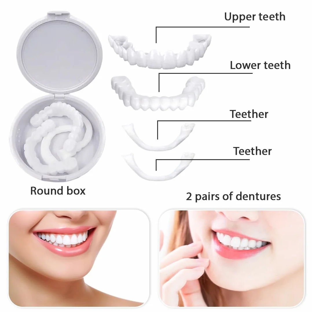 Faccette Denti Finti a Scatto Superiore e Inferiore, Protesi Dentarie Cosmetiche Temporanee