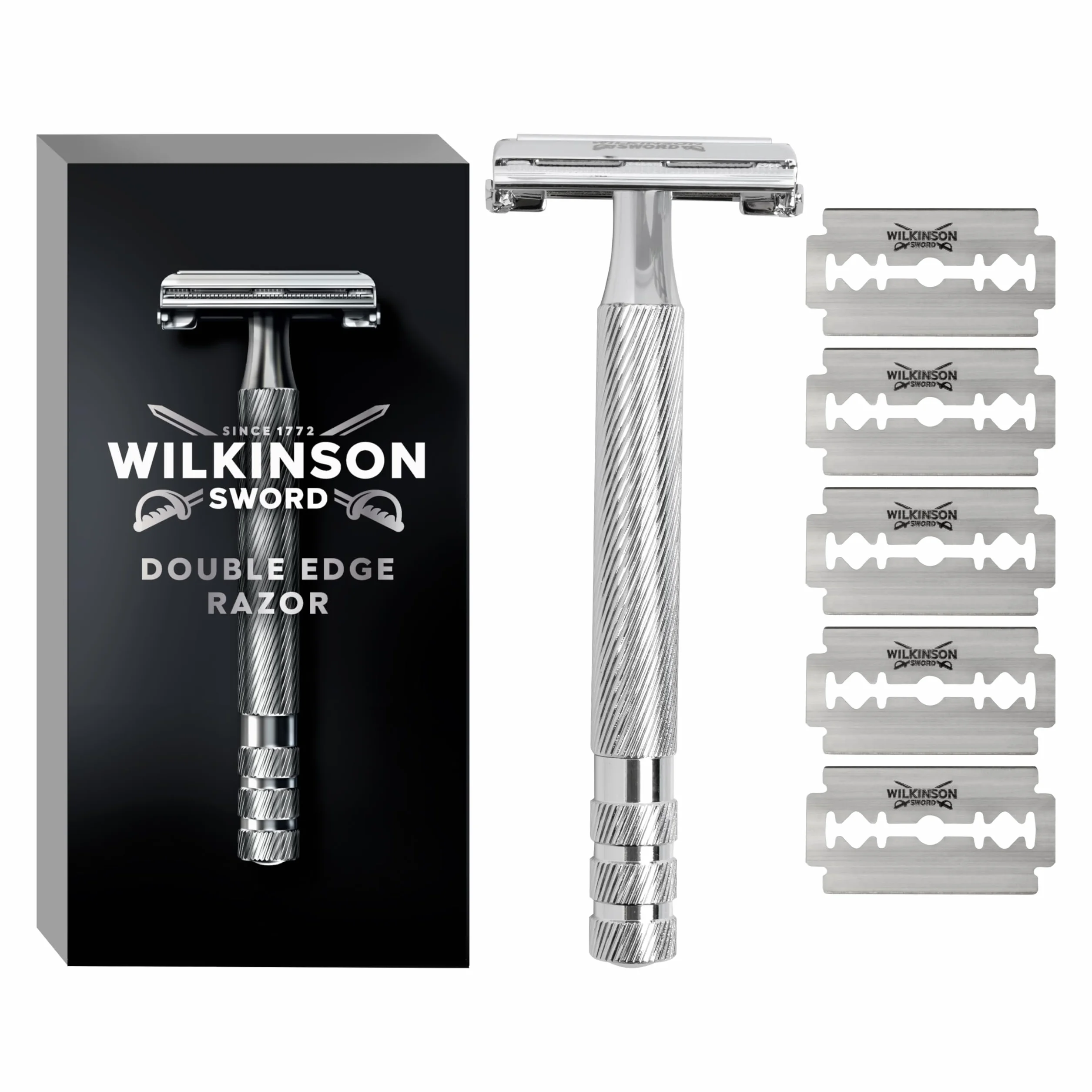 Wilkinson Sword - Rasoio The Edger - Confezione con 1 manico e 5 lame di ricarica