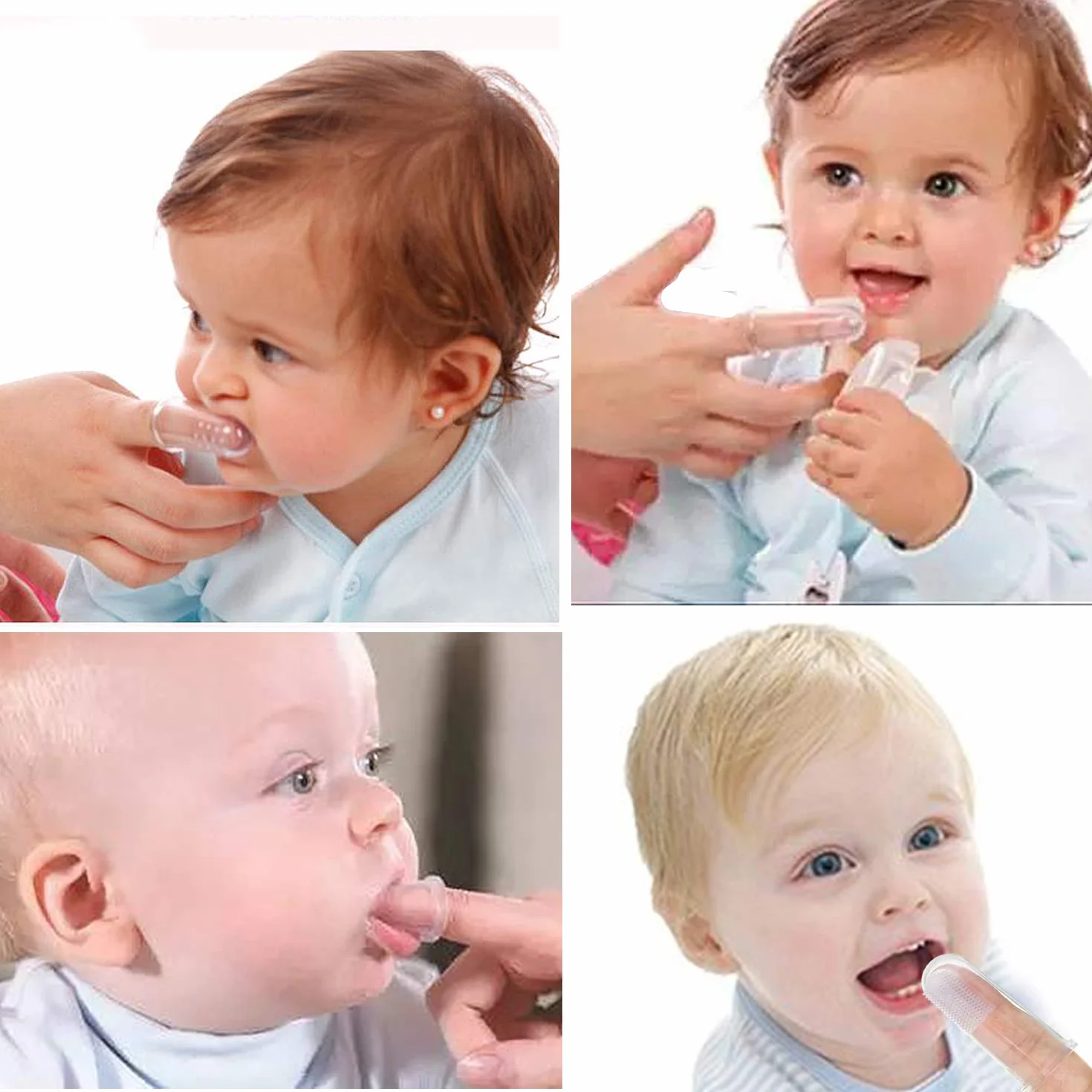 HBselect 6 Pezzi di Spazzolino Bambini da Dito Multicolore con Scatola Spazzolino Denti in Silicone Sicuro e Morbido Pulizia Denti Neonati