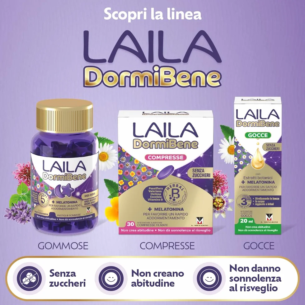 Laila DormiBene Compresse Integratore per il sonno con Melatonina 30 compresse