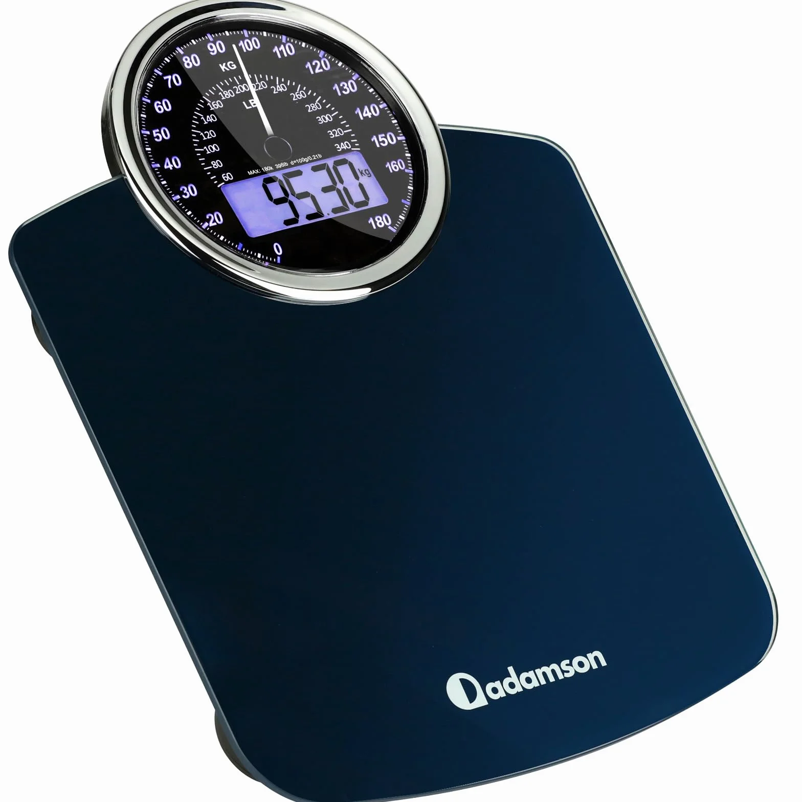 Bilancia Pesapersone Digitale Adamson Hybrid 2-in-1 Analogica e Digitale 180 kg Display LCD Vetro Temperato