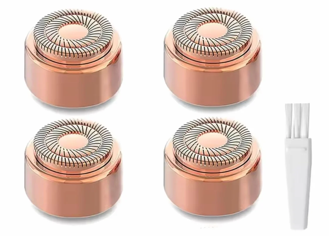 4 Pack | Ricambio Testina per Rasoio per Epilatore Facciale Flawless Terza Generazione | Lame di Ricambio Double Halo per Epilatore Finishing Touch Flawless - Oro Rosa