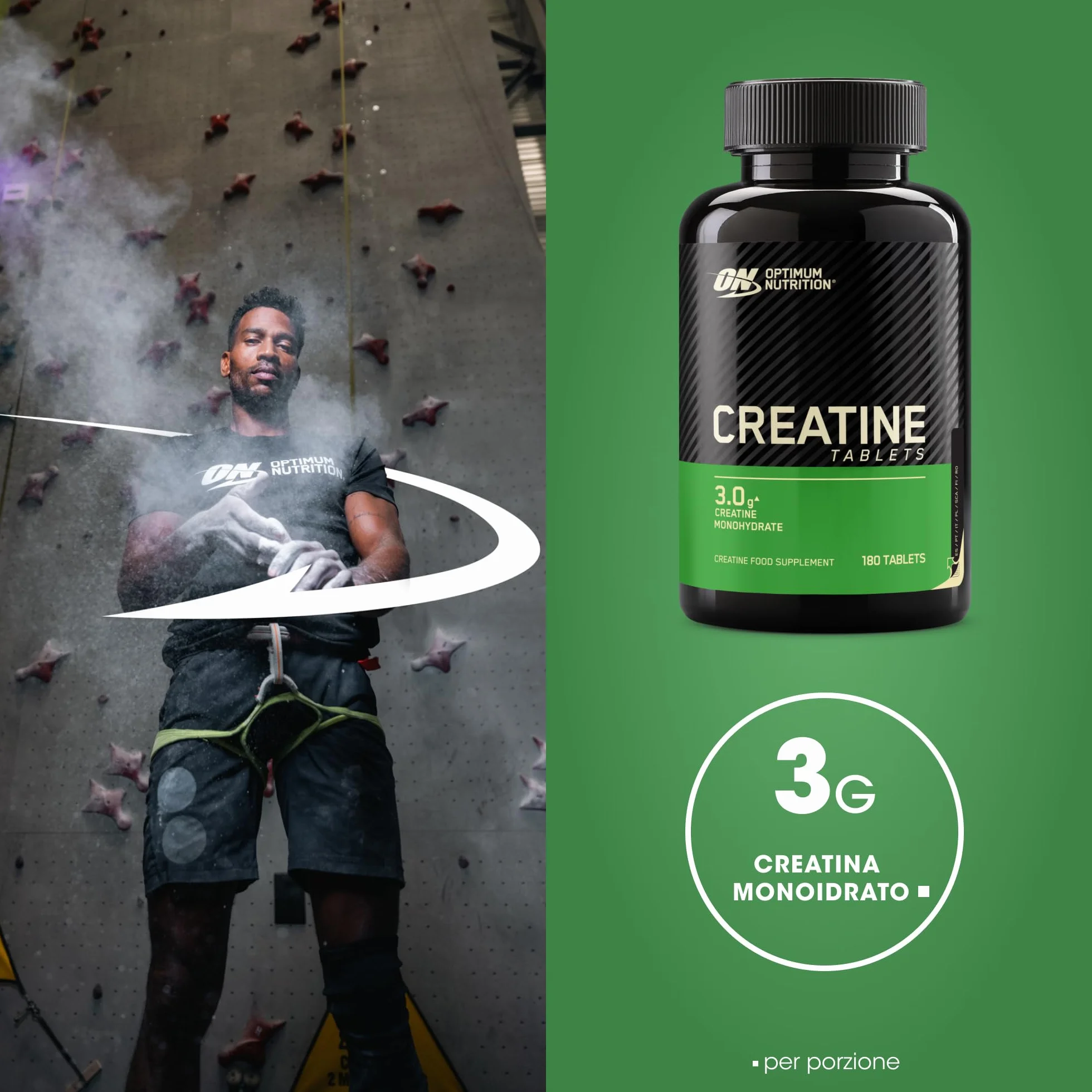 Optimum Nutrition Creatine Tablets – 3 g di Creatina Monoidrato per Porzione per Supportare le Prestazioni Durante l’Allenamento ad Alta Intensità – 60 Porzioni (180 Compresse)