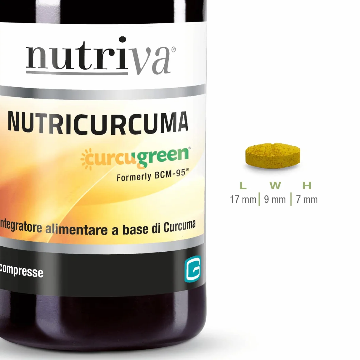 NUTRIVA Nutricurcuma Integratore Alimentare Curcuma Brevettata Curcugreen 475mg Curcuminoidi 30 Compresse Vegani